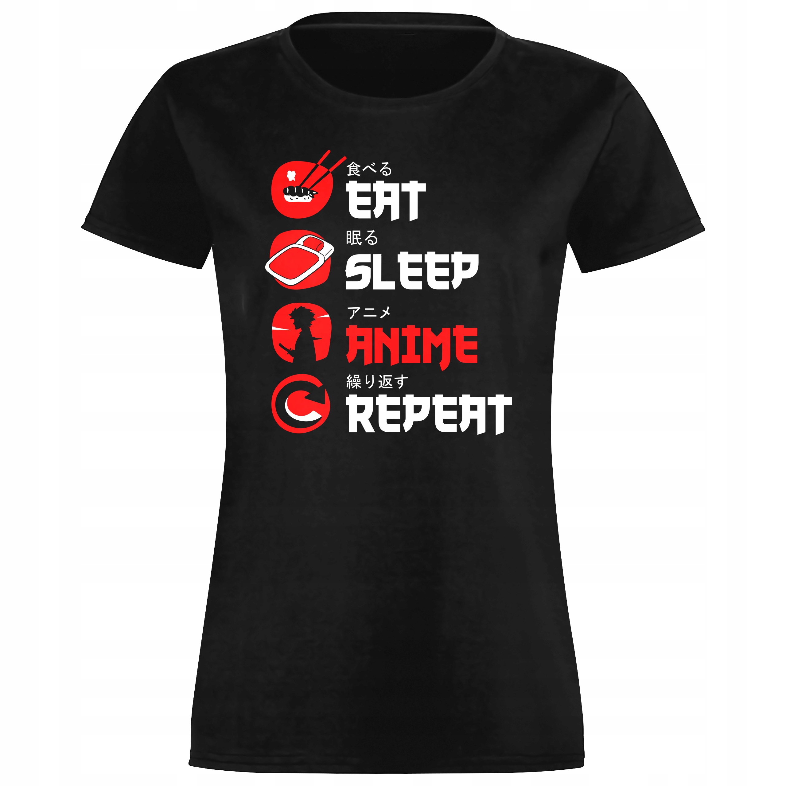 

Damska Koszulka T-shirt Manga Eat Sleep Anime XL