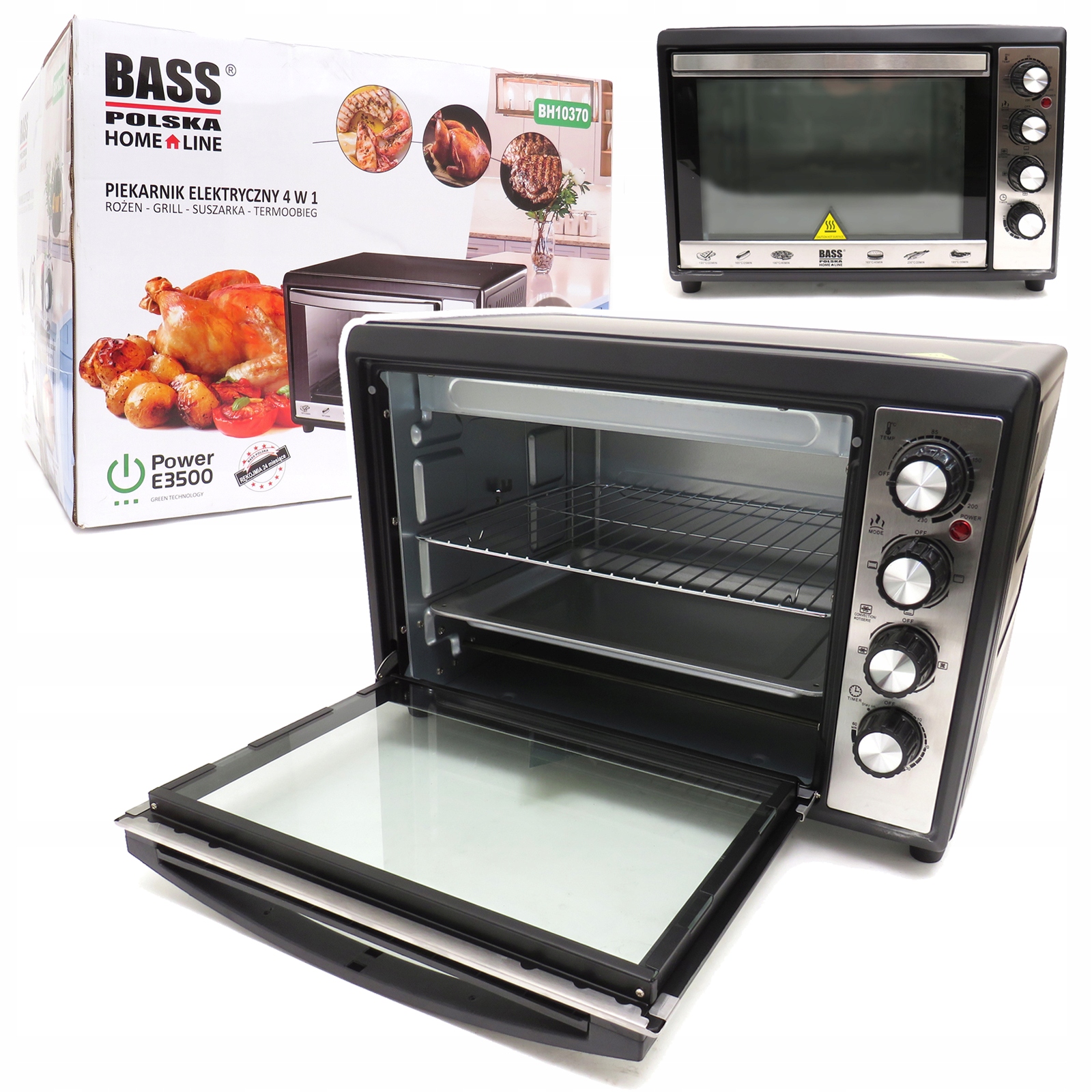 Piekarnik Elektryczny 4w1 Rożno Ruszt Na Kurczaka Grill Suszarka Termoobieg