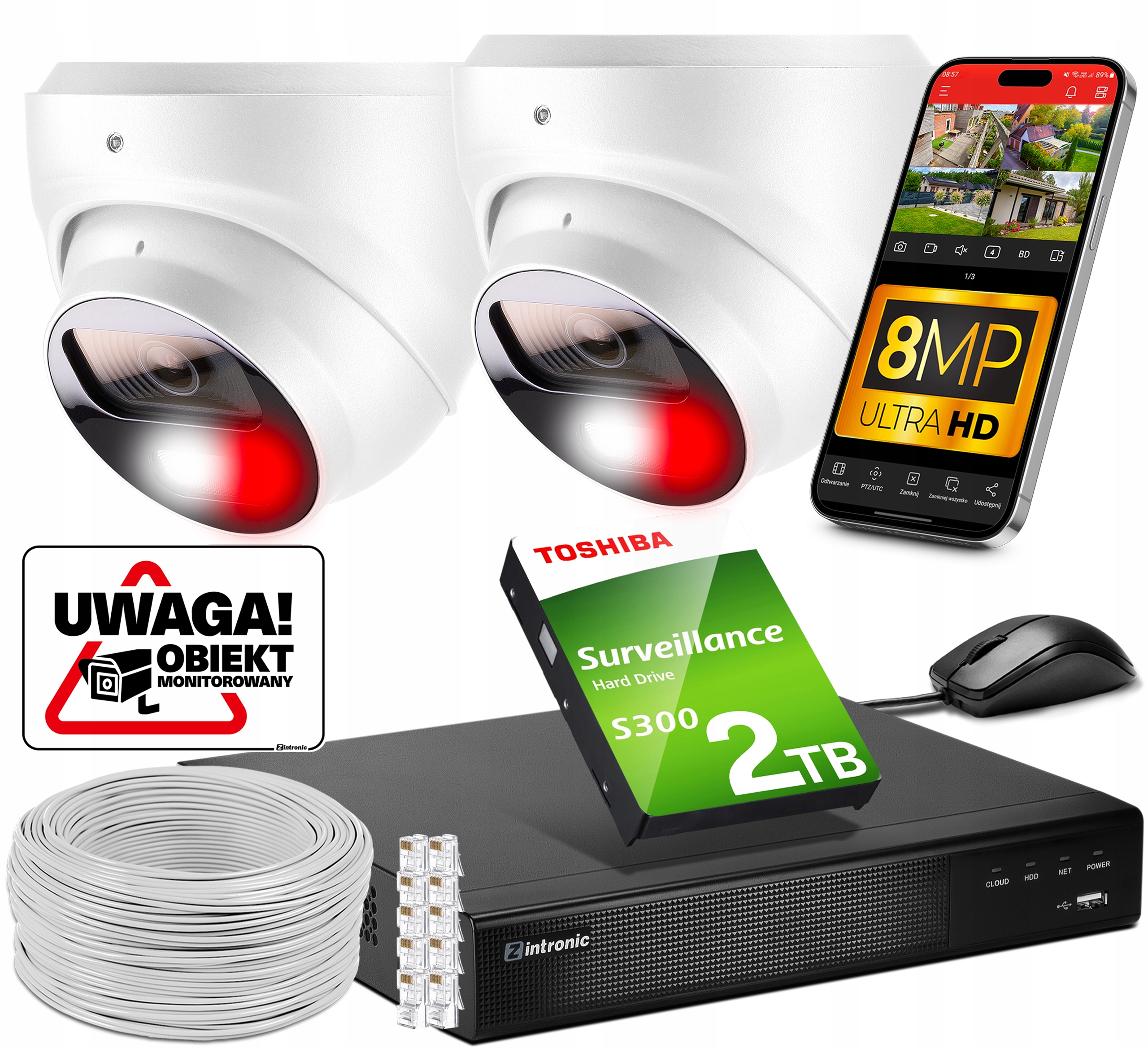 Sada na Monitorovanie 2 kamier Poe 4K Ultra Hd 8Mpx 2TB Audio Detekcia