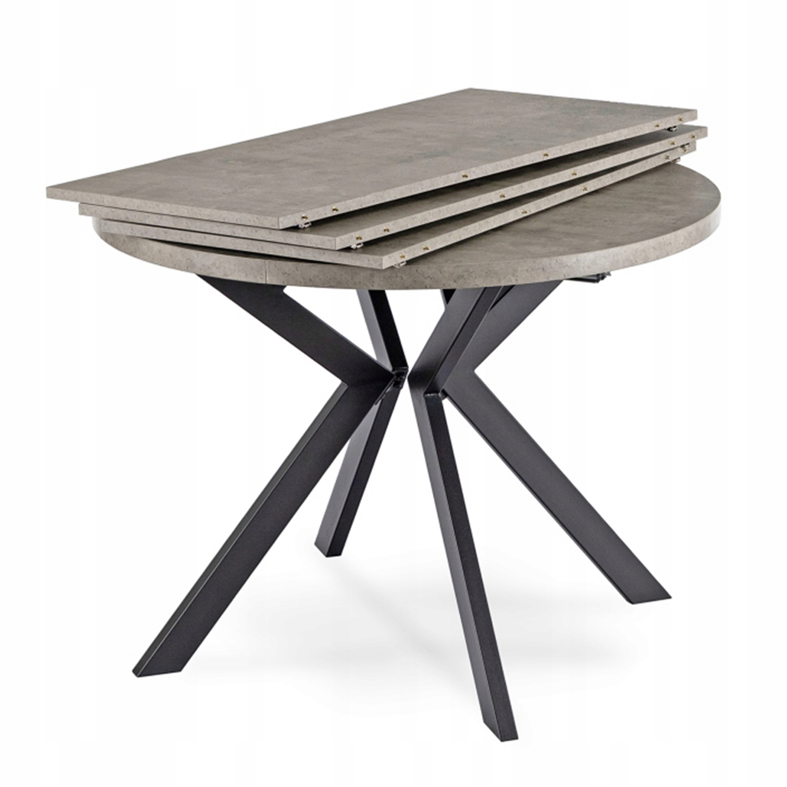 Stůl Kulatý Rozkládací Kuchyňský Stůl Do Obývacího Pokoje Beton Černý Lukas