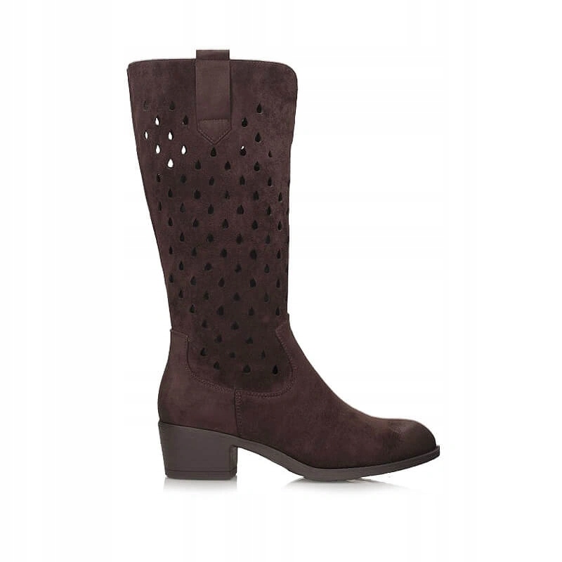 Dámské kozačky Potocki 26-12753 Br hnědé ažurové na zip