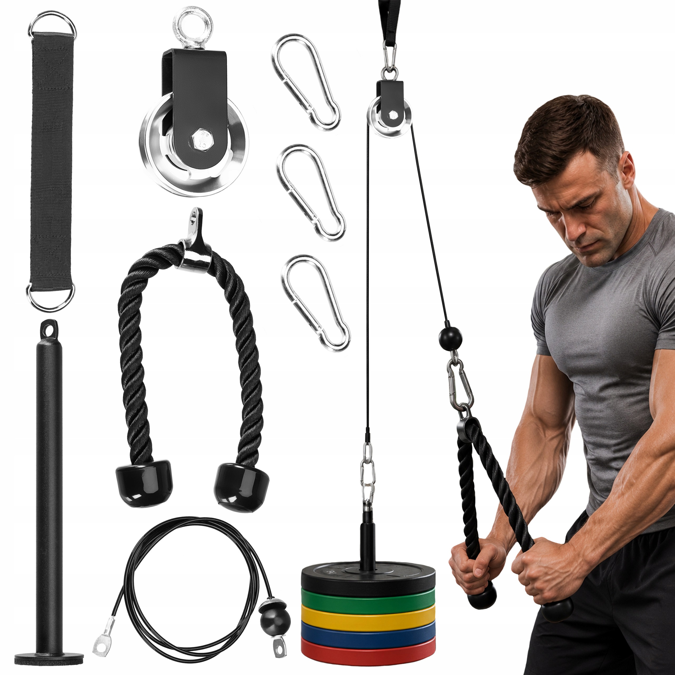 Závěsná Posilovací Kladka Atlas Linka Hrazda Sada Pro Cvičení Triceps Gymtek
