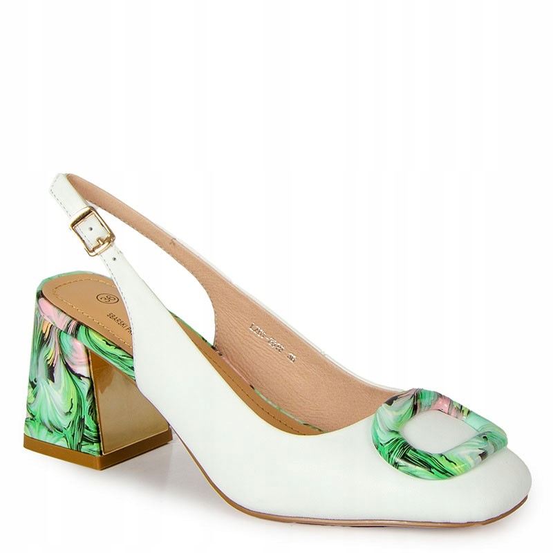 S.barski LZ61-2010 Bílé Kožené Sandály S Ozdobou 37