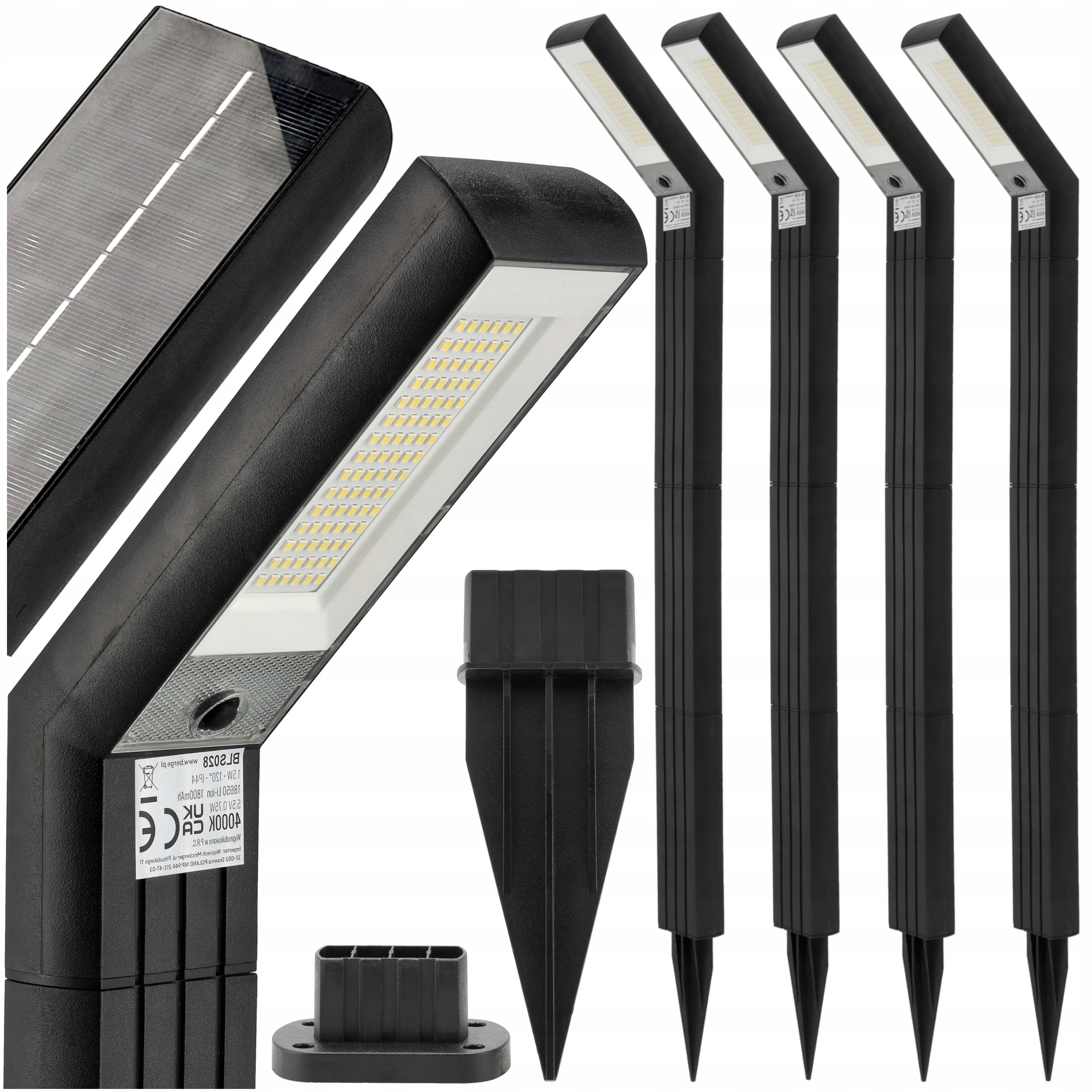 Lampy Solarne Ogrodowe Led Z Czujnikiem Zmierzchu Zestaw 4x Słupek Mocny