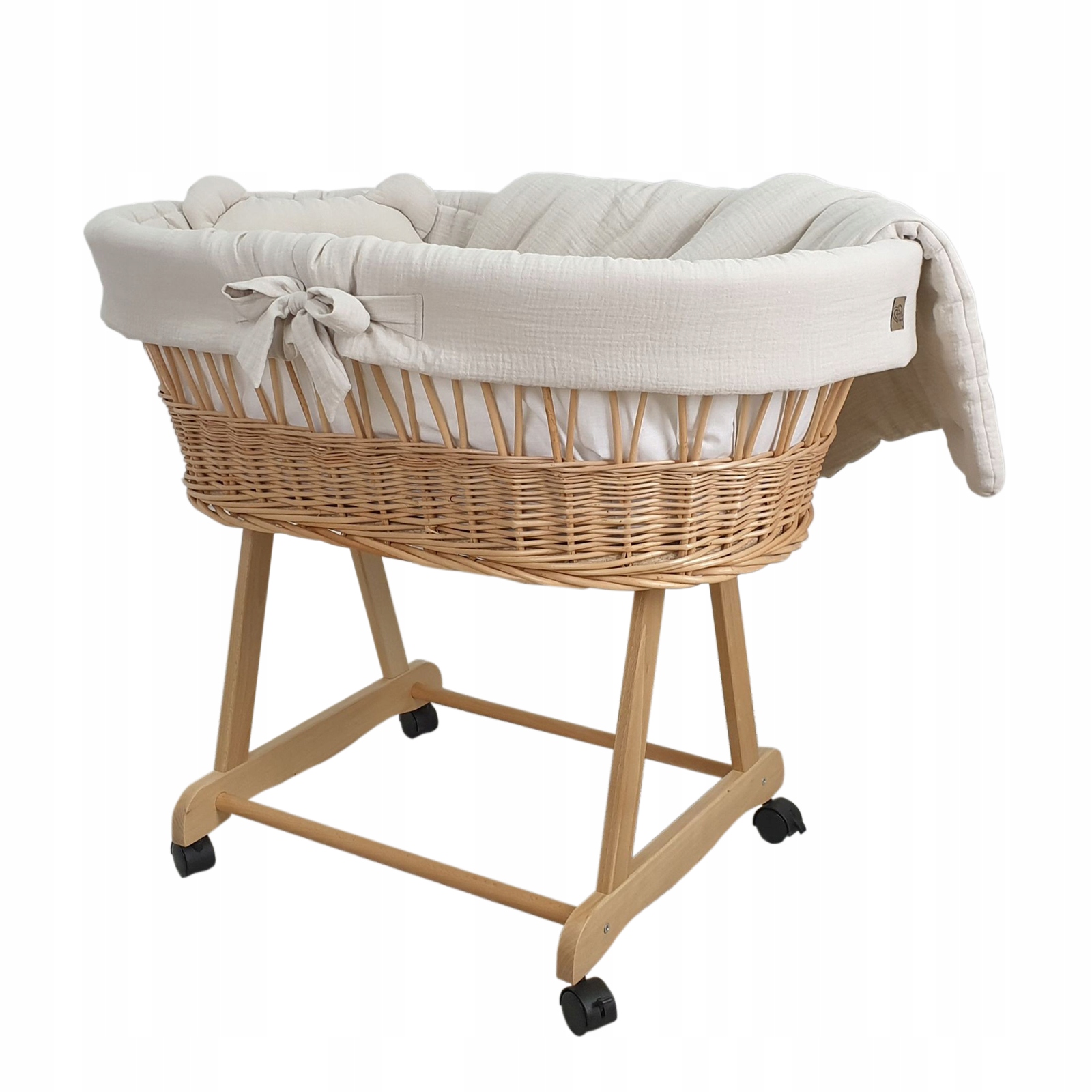 

Kosz Mojżesza Wiklinowy Naturalny Muślin Beż