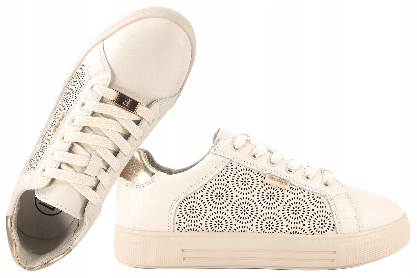 Filippo DP7592 Ažurové Polobotky Kožené Tenisky Na Platformě Béžová 38