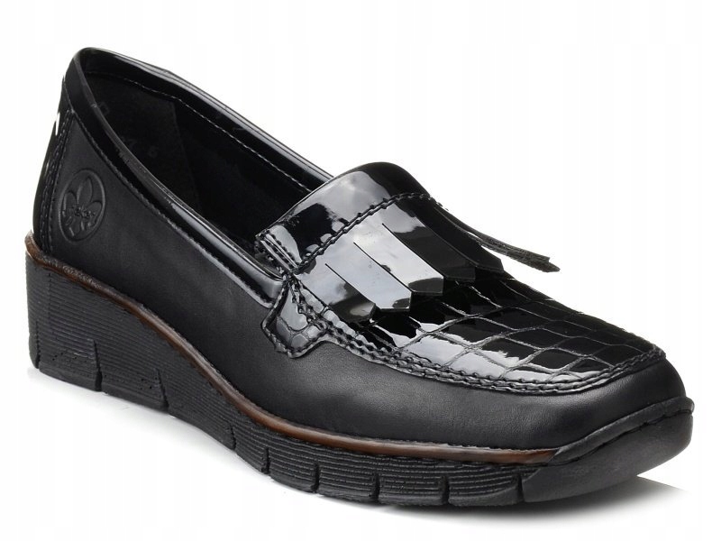 

Półbuty damskie Rieker 53764-00 skórzane koturn 39