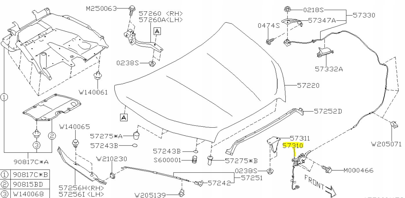 57310XC01A - ЗАМОК КАПОТА КАПОТА ДВИГАТЕЛЯ SUBARU ASCENT ОРИГИНАЛ