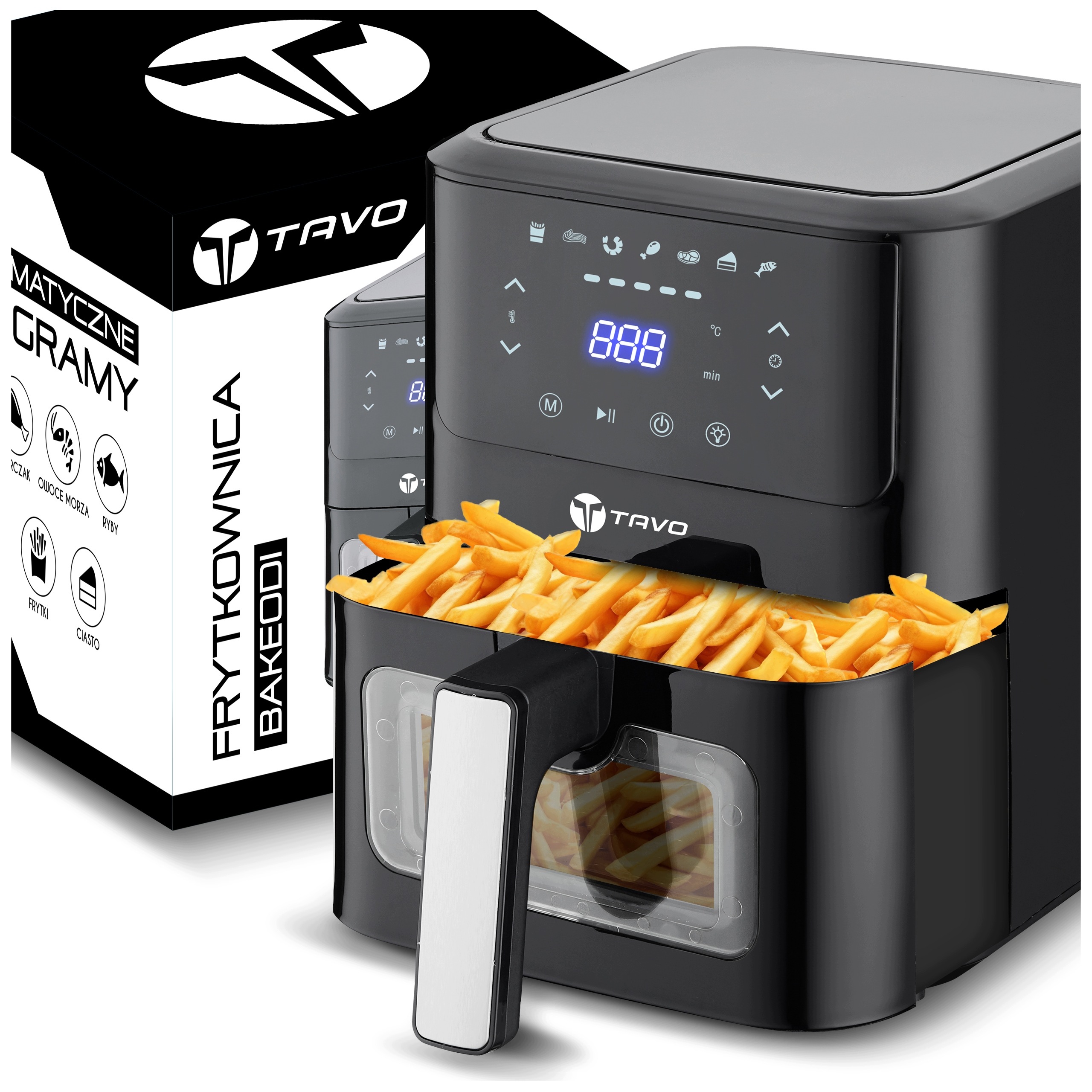 Frytkownica beztłuszczowa TAVO Bakedoo Air Fryer 6L 3300W gorące powietrze