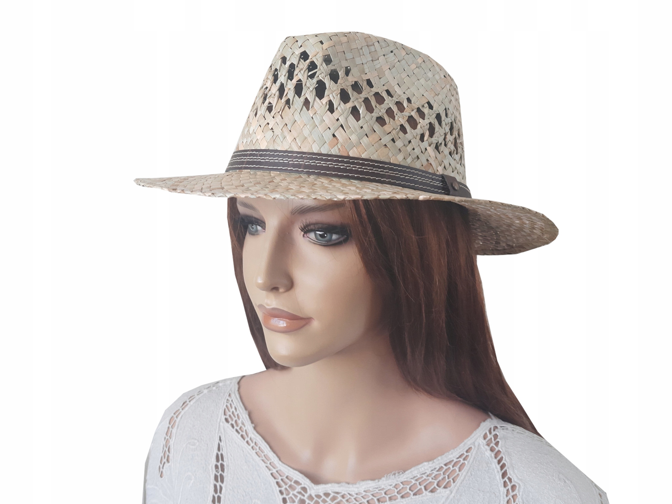 KAPELUSZ SŁOMKOWY MĘSKI DAMSKI LATO LETNI 63 cm Kolor beżowy