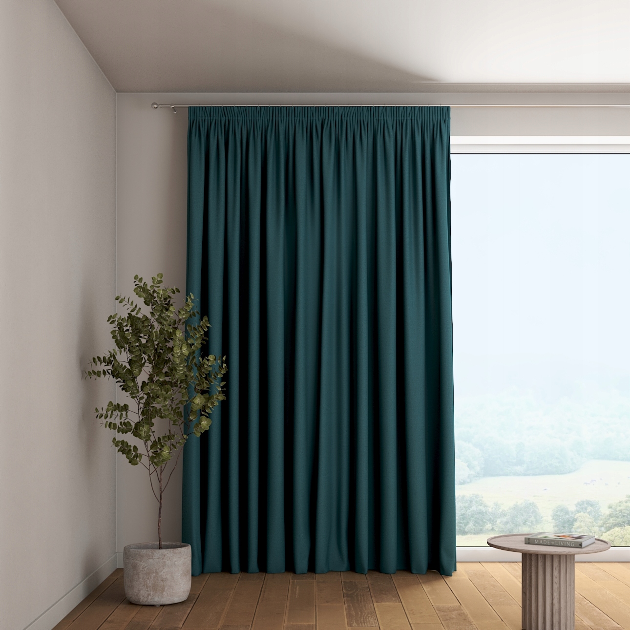 Záves na vlnitej páske 1 ks 130x245 cm modrý