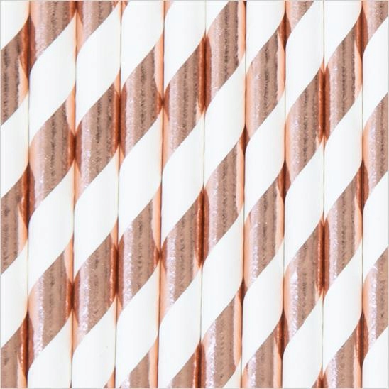 

Słomki papierowe paski różowe złoto 10szt