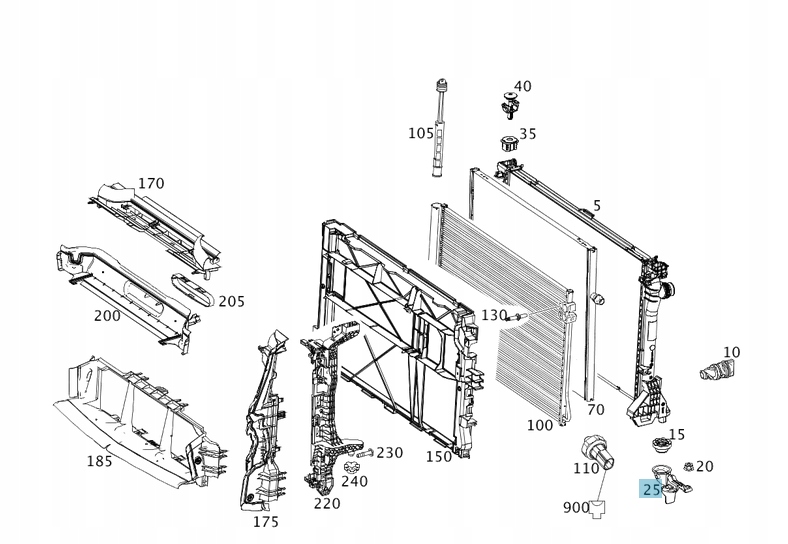 WSPORNIK/ UCHWYT CHŁODNICY LEWY VITO/ V KLASA 447 Producent części Mercedes-Benz OE