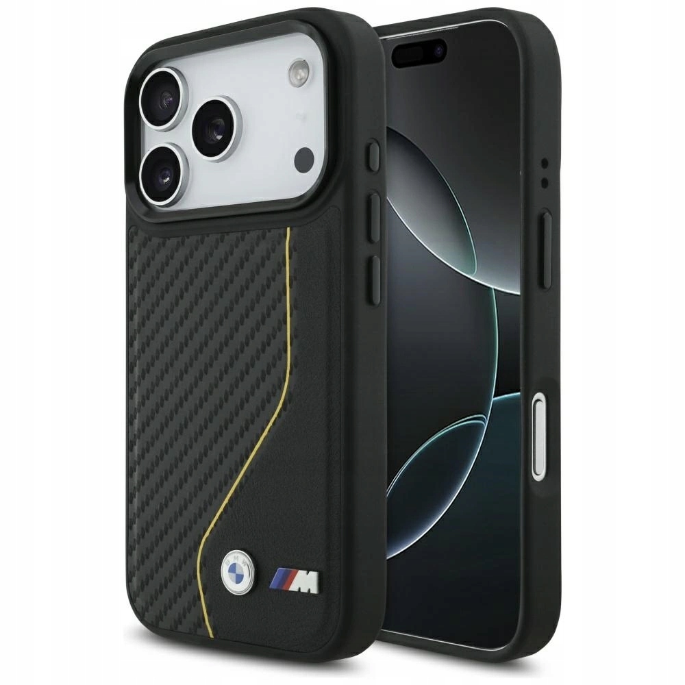 Pouzdro Bmw M Carbon Line & Logo MagSafe pro iPhone 17 Pro žluté