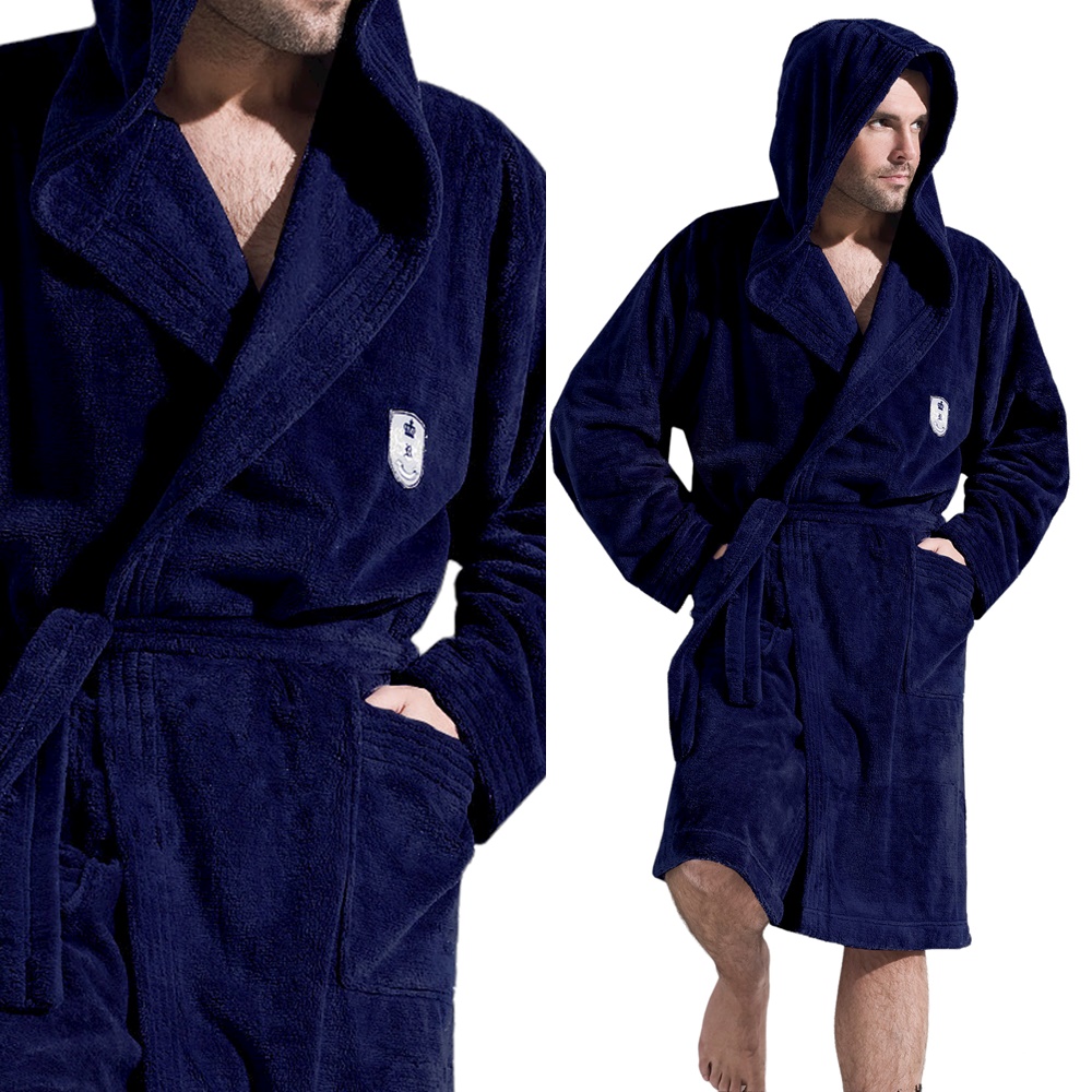 Pánský župan L&L Iwo tmavě modrý XXL 52 Tmavě modrý