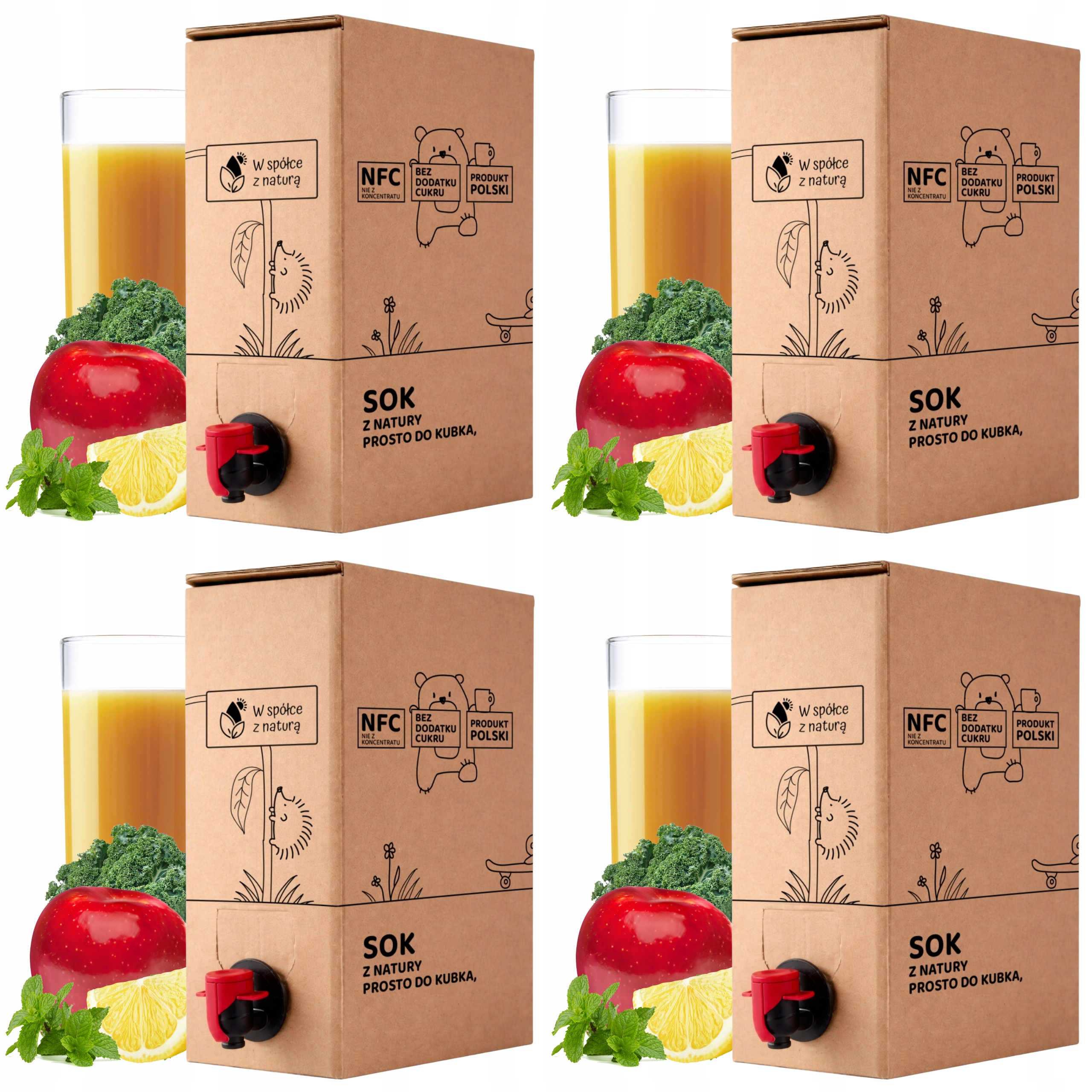 Sok z Jabłek Jarmużu Cytryny Mięty 3lNFC Jabłko-Jarmuż-Cytryna-Mięta zestaw