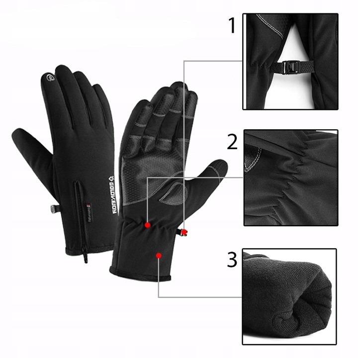 RĘKAWICZKI ZIMOWE RĘKAWICE CIEPŁE DOTYKOWE WODOODPORNE BIEGANIE ROZMIAR L Stan opakowania oryginalne