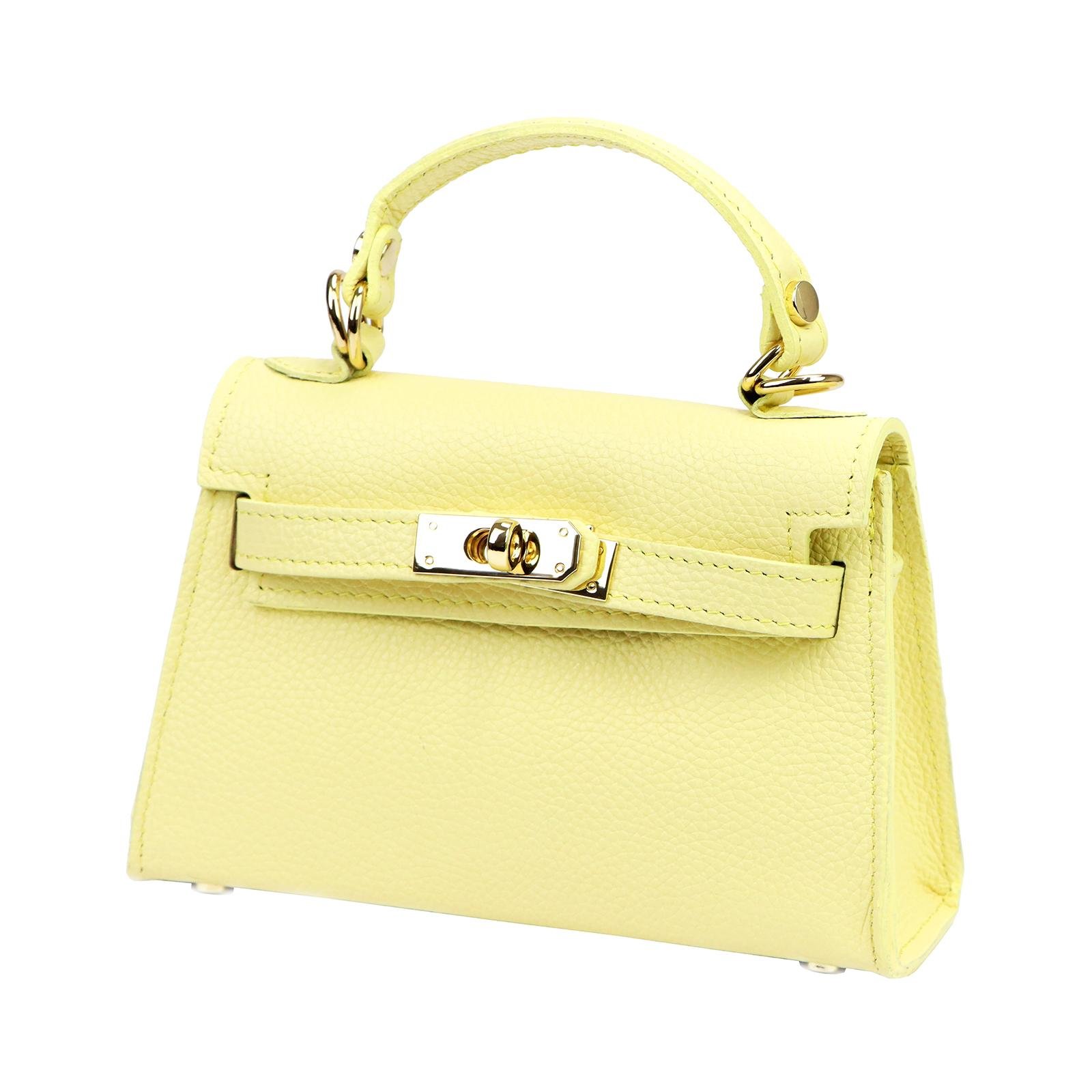 Dámská malá kožená kabelka do ruky žlutá pastelová Luka