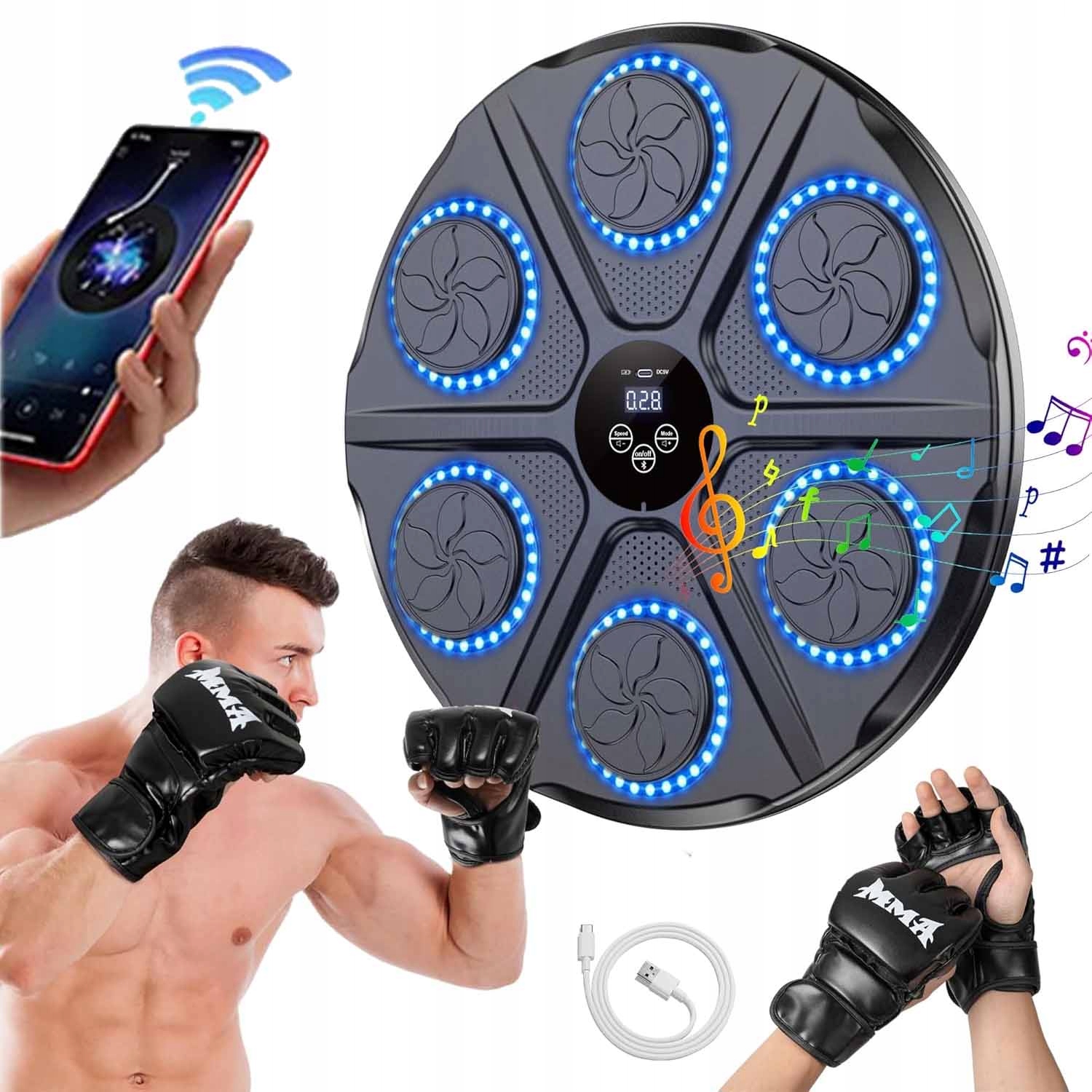Bluetooth Tréninková Boxovací Deska Na Zeď, Hudební Tabule Rukavice