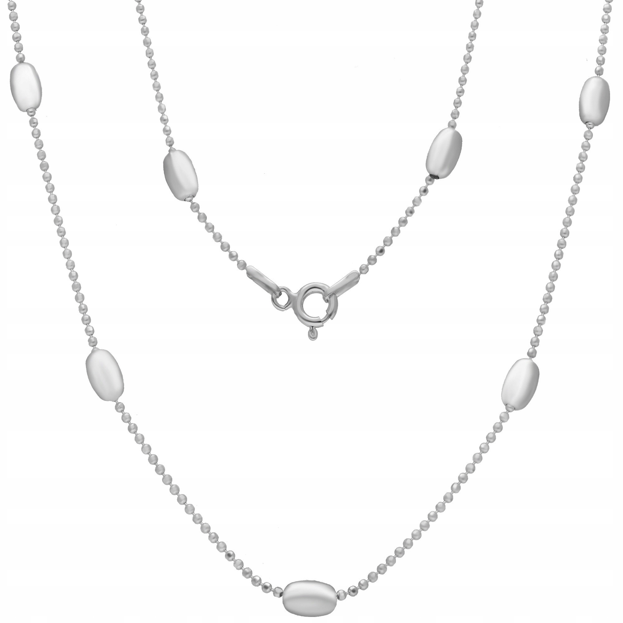 Stříbrný Dámský Náhrdelník Kuličky Rýže 45 cm