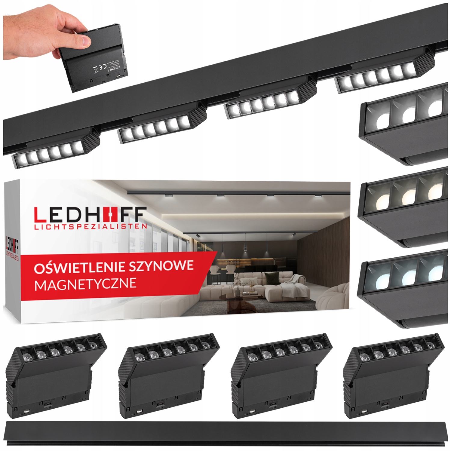 Magnetická Led lišta 4x čočková lampa 6W 3 Barvy Světla sada M20