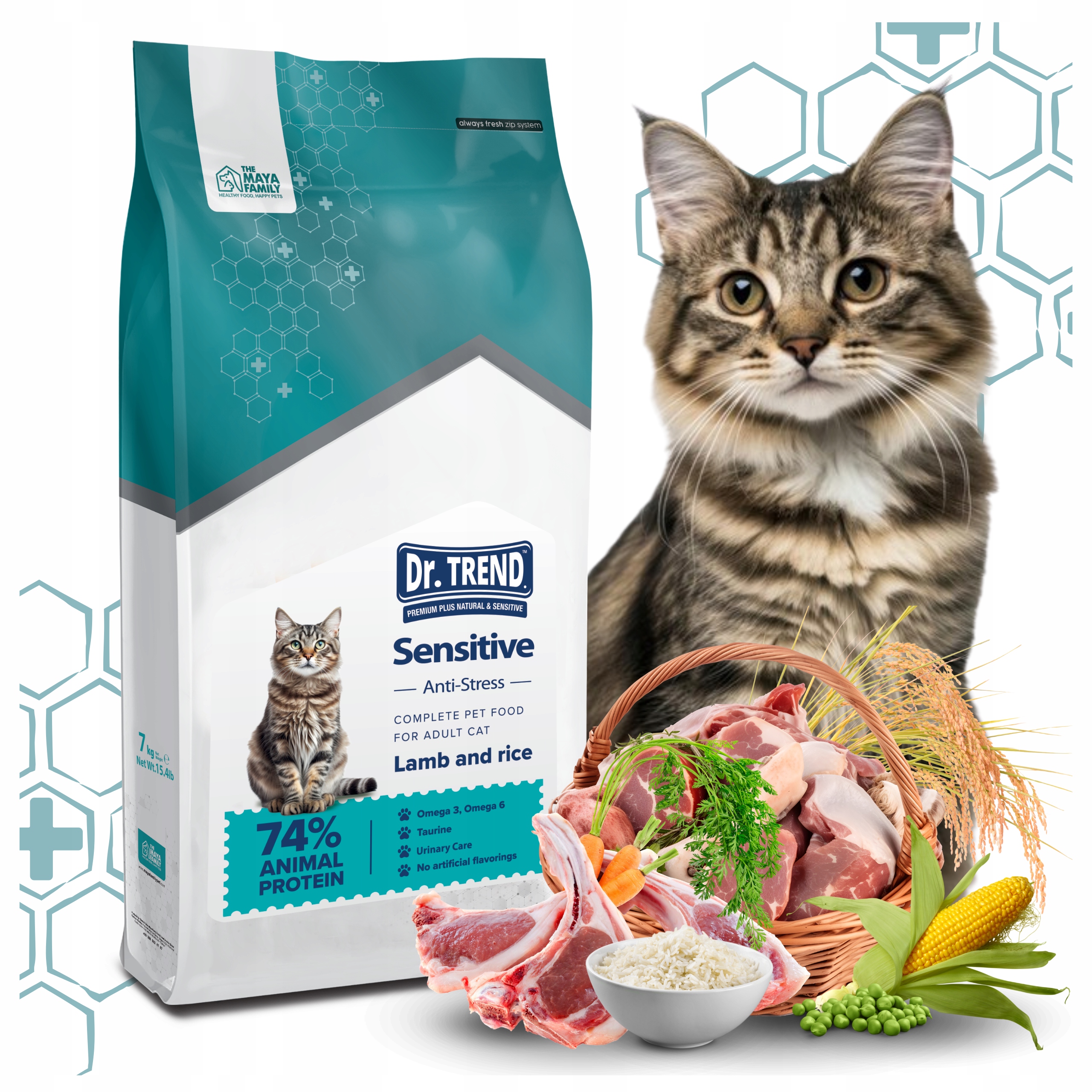 Dr.trend Premium krmivo krmivo pro kočky Sensitive Jehněčí A Rýže 7 kg