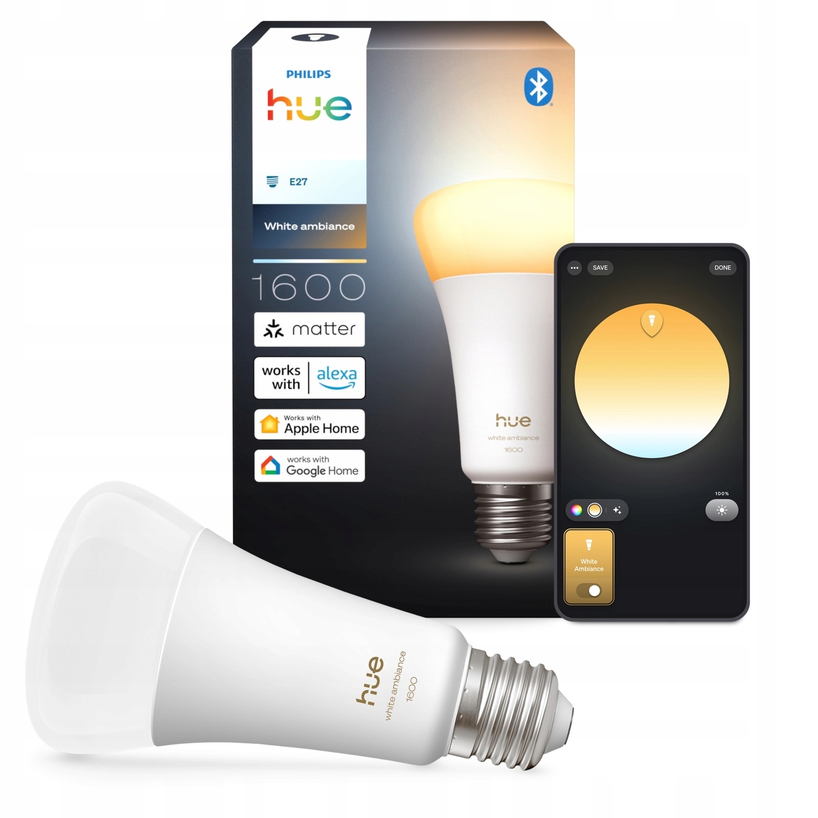 Led žárovka E27 11.8W 1600lm Smart Inteligentní bílá Ambiance Philips Hue