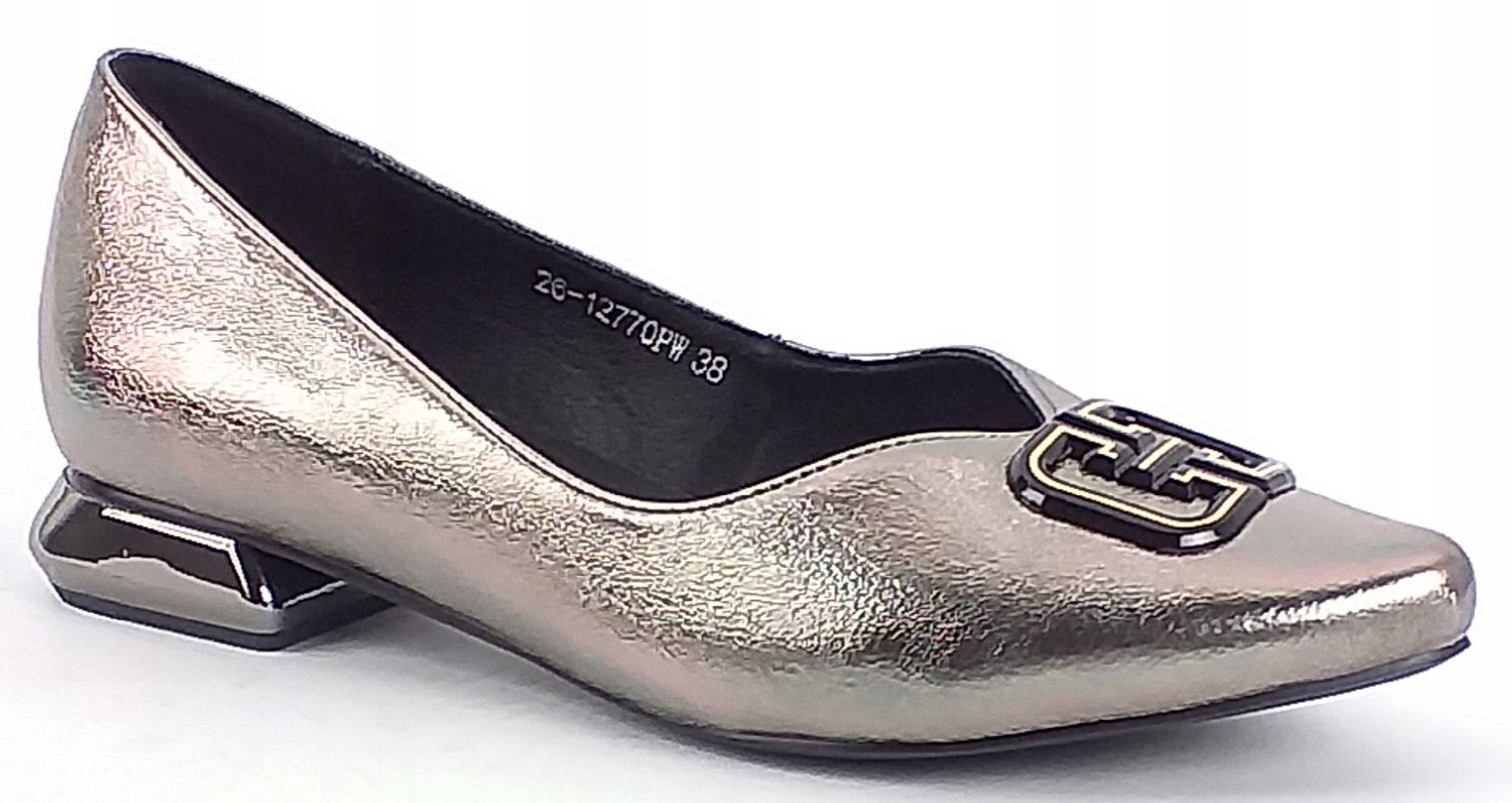 Mokasyny Potocki 26-12770 Pw Wsuwane Damskie Półbuty Srebro Pewter 37