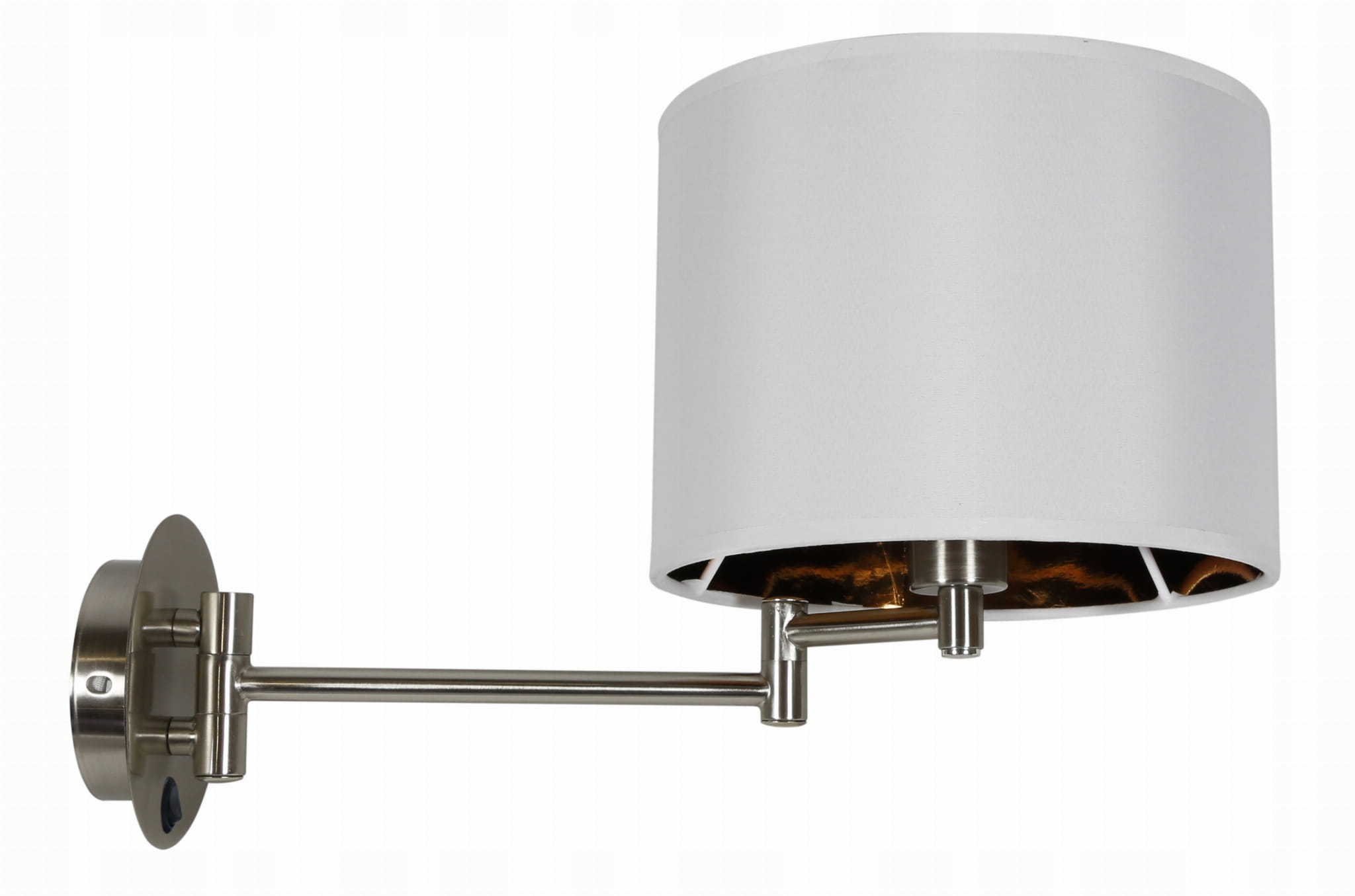 Nástěnná lampa na rameni stříbrná s bílým stínidlem Candellux