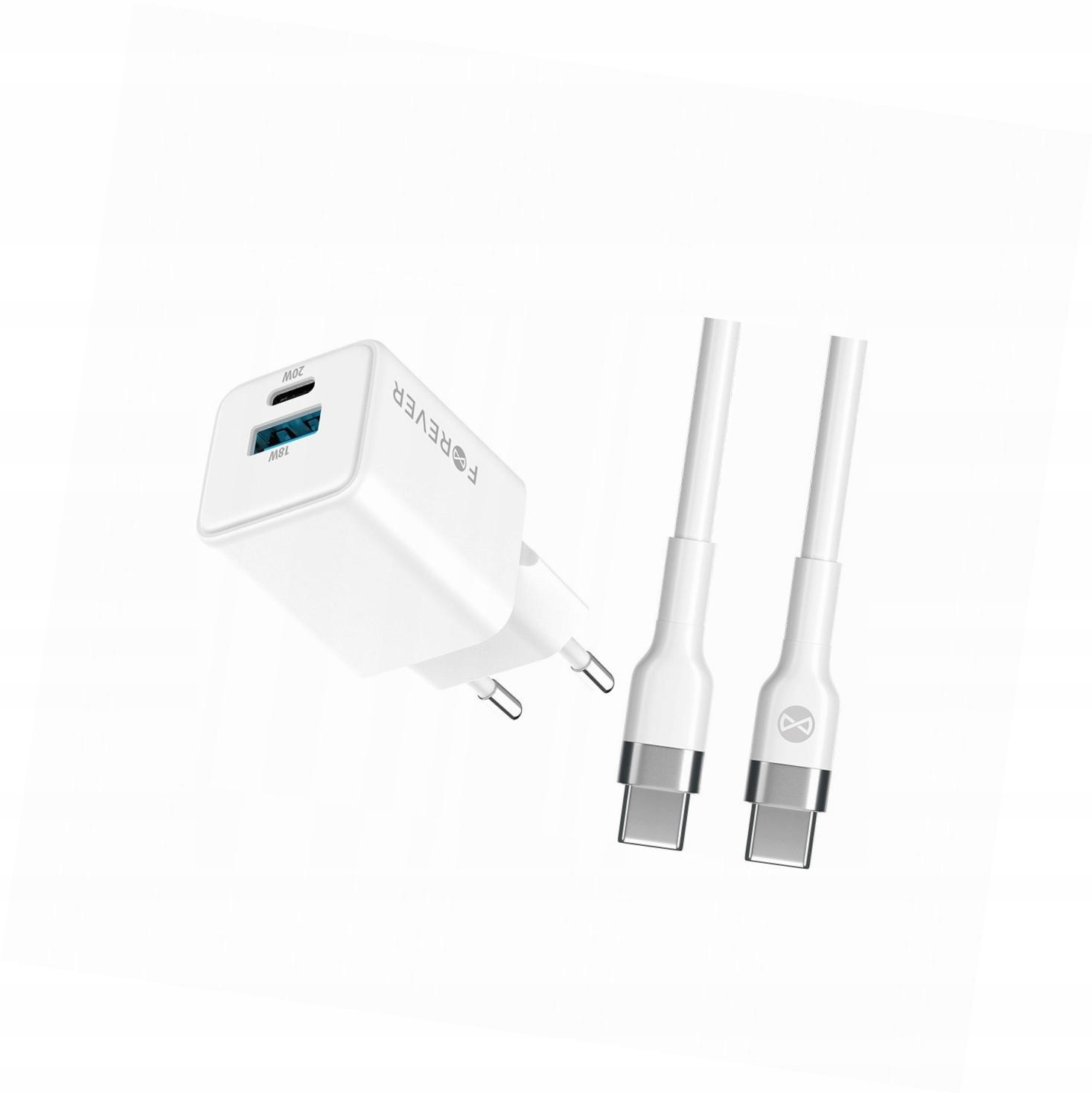 Szybka ładowarka GaN 20W 2 wejścia Usb i Usb-c z kablem do Samsung A72