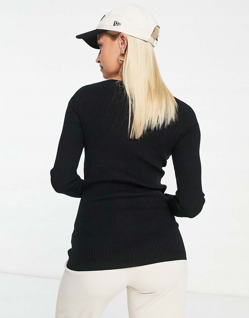 DESIGN Czarny prążkowany top dzianinowy XS Płeć kobieta