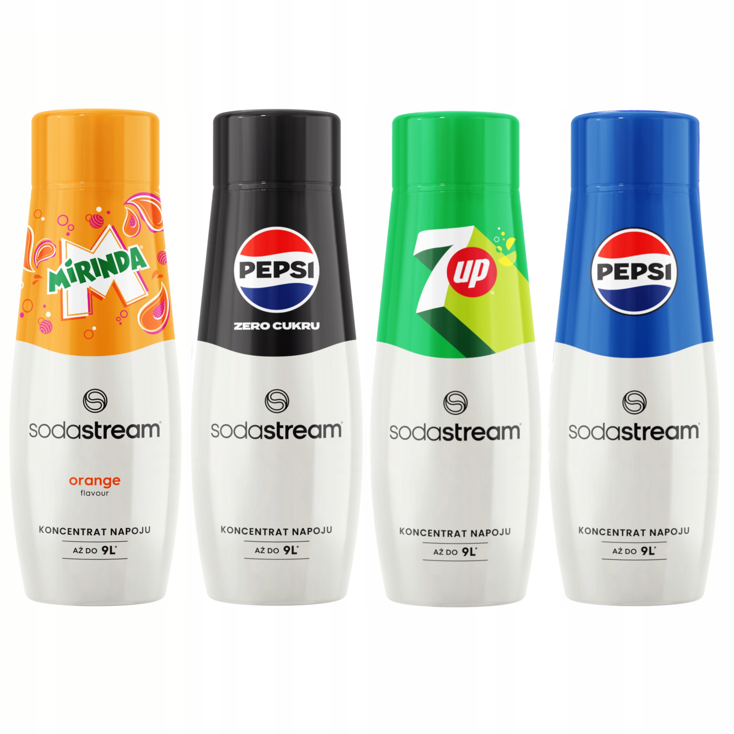 4x Syrop 7Up Pepsi Max bez cukru Mirinda do saturatora SodaStream 440ml sok
