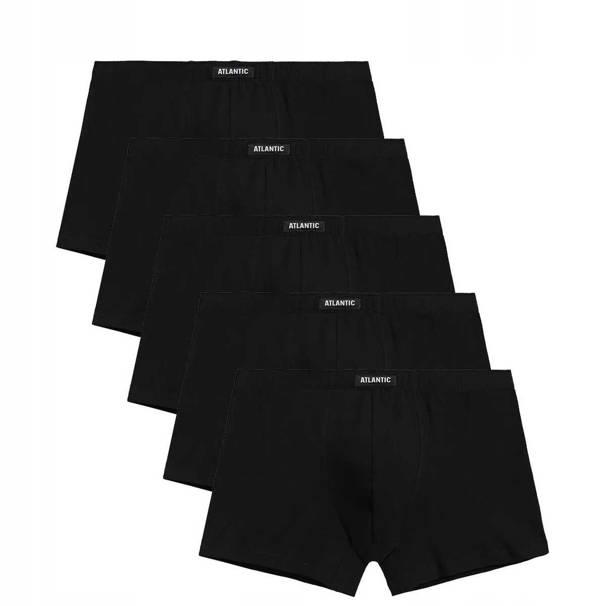 Atlantic Pánské bavlněné hladké boxerky 5BMH 007 5-balení černé XL