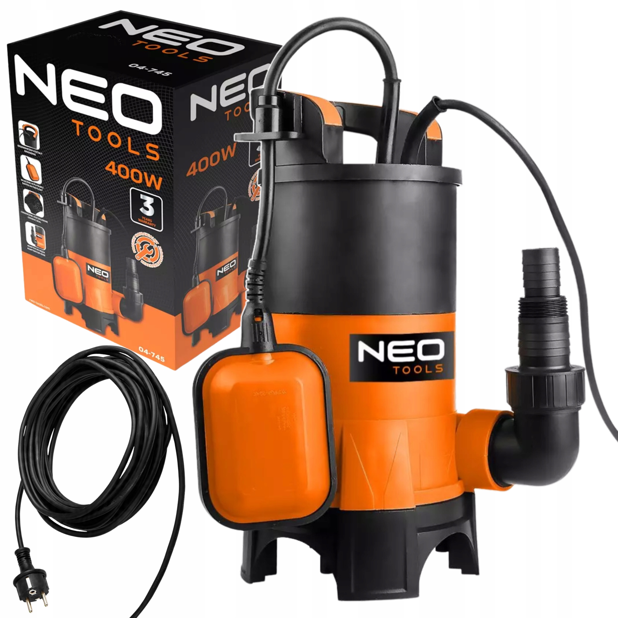 Pompa Zanurzeniowa Zatapialna do Wody Brudnej Czystej z Pływakiem 400W Neo