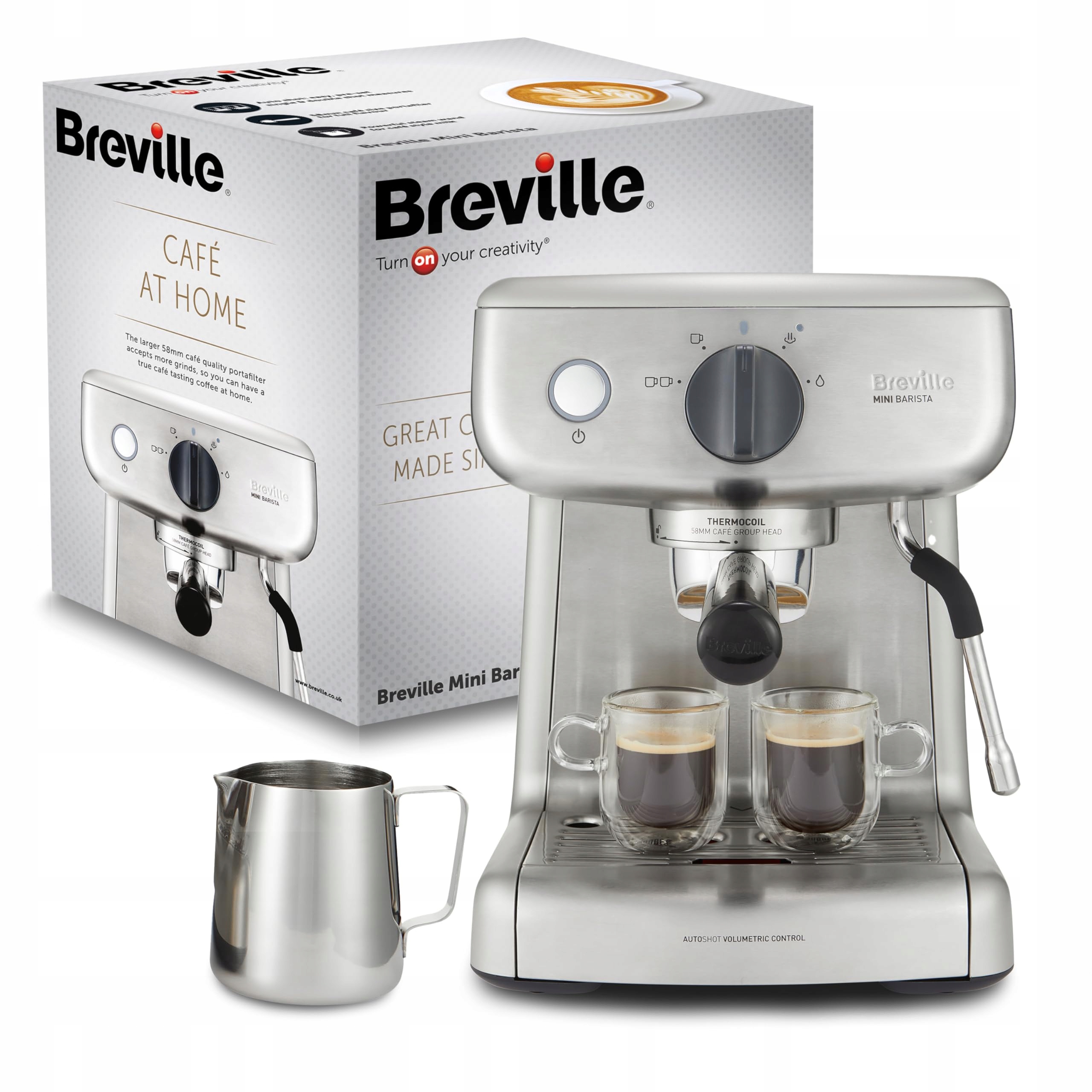 BREVILLE Barista Mini Ekspres Do Kawy 15 Bar 2L Stal Nierdzewna