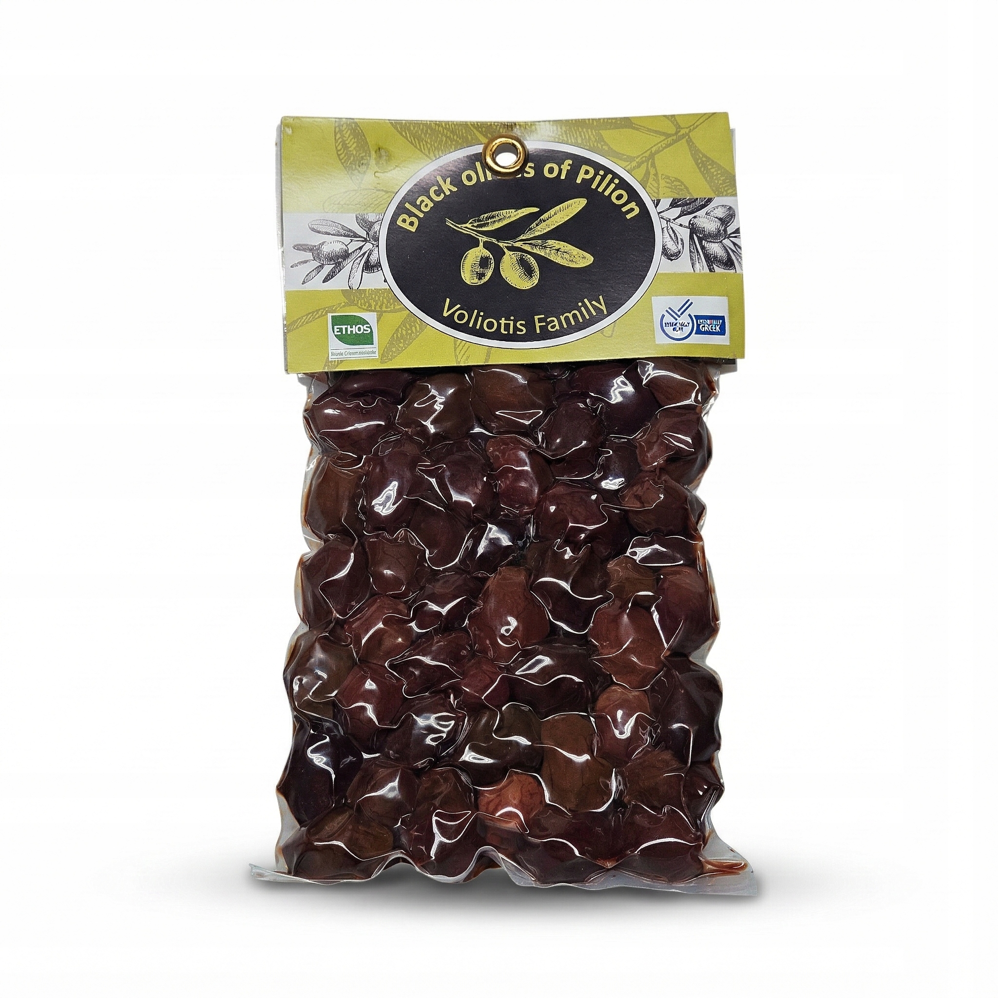 Řecké Černé Olivy s pilionem Voliotis Family 250 g Vakuově