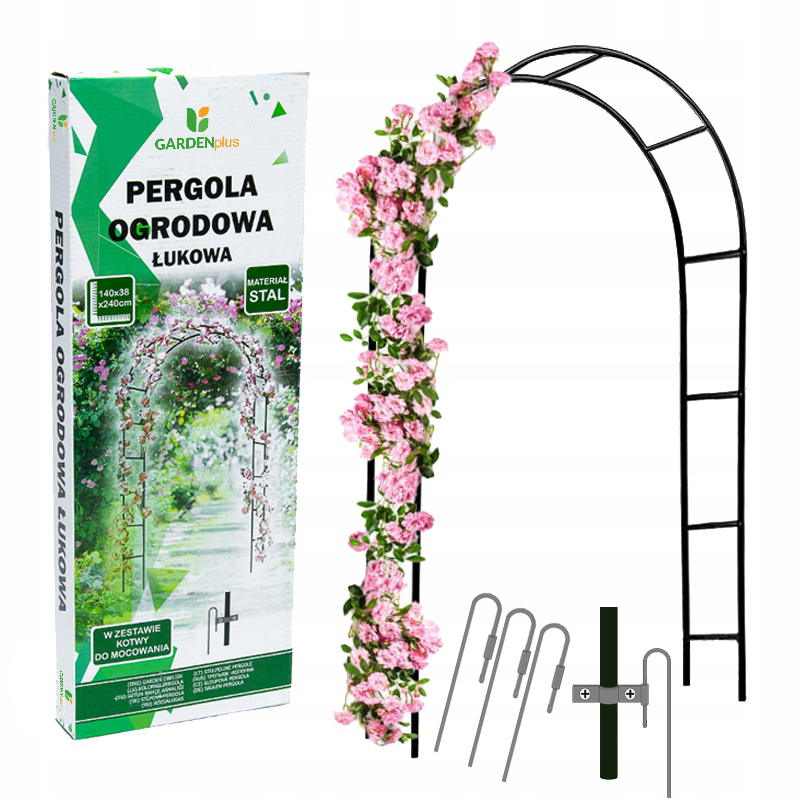 

Pergola ogrodowa na róże kwiaty 240cm metalowa łuk