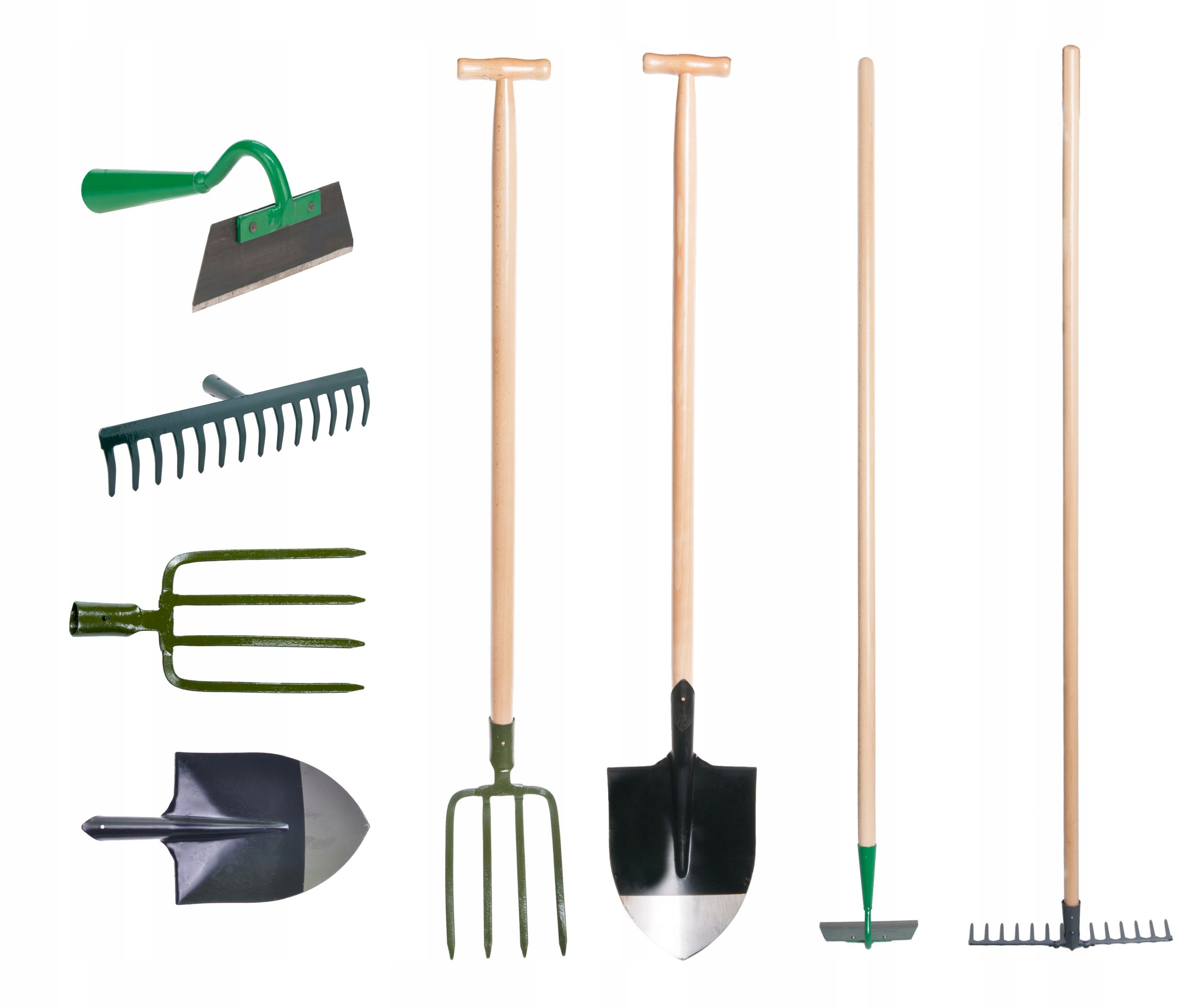 

Zestaw: grabie, motyka, widły ogrodowe, szpadel