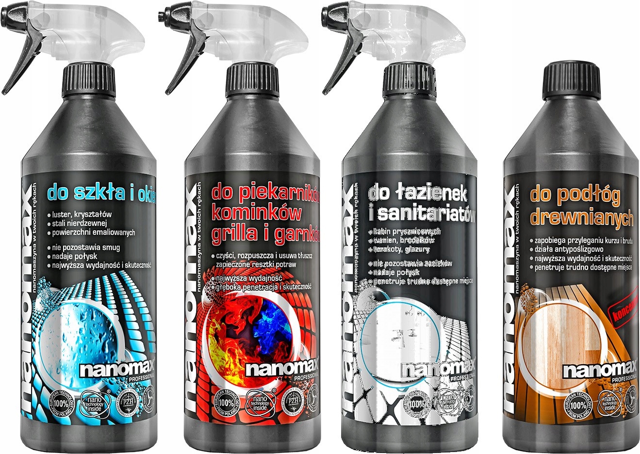 Levně Čisticí prostředek na sklo, troubu, koupelnu, podlahy Nanomax 1L x 4