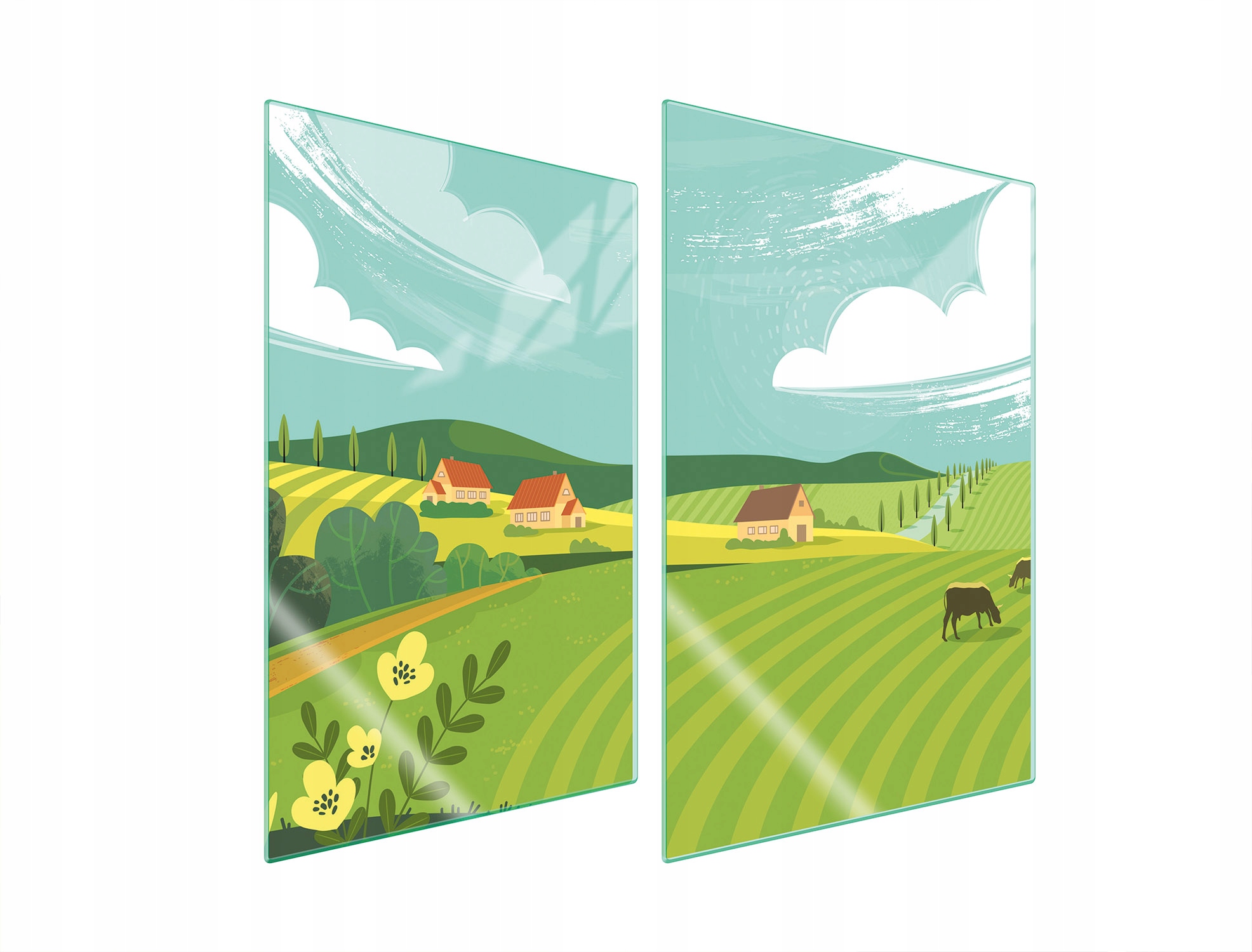 Skleněná Ochranná Deska Do Kuchyně 2x35x52 Vesnice Tvrzené Sklo