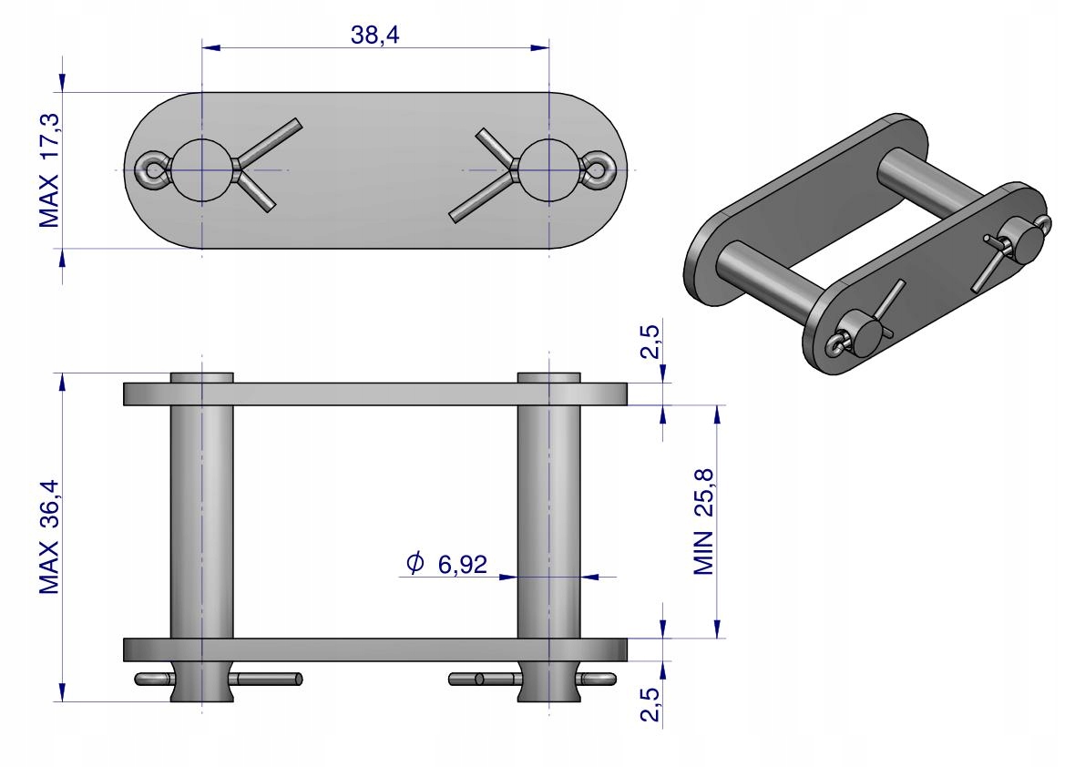 Zamek łańcucha 38.4R Waryński ( sprzedawane po 5 ) Producent części Waryński