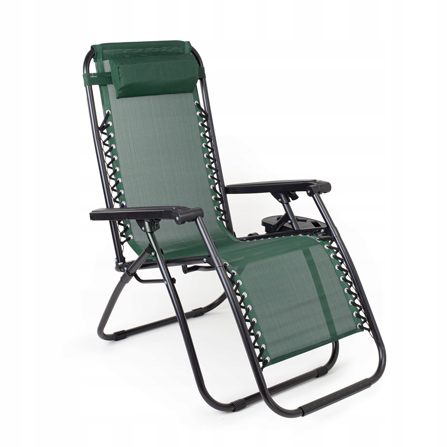LEŻAK PLAŻOWY FOTEL OGRODOWY KRZESŁO Z ZAGŁÓWKIEM SKŁADANE ZERO GRAVITY Szerokość siedziska 67 cm
