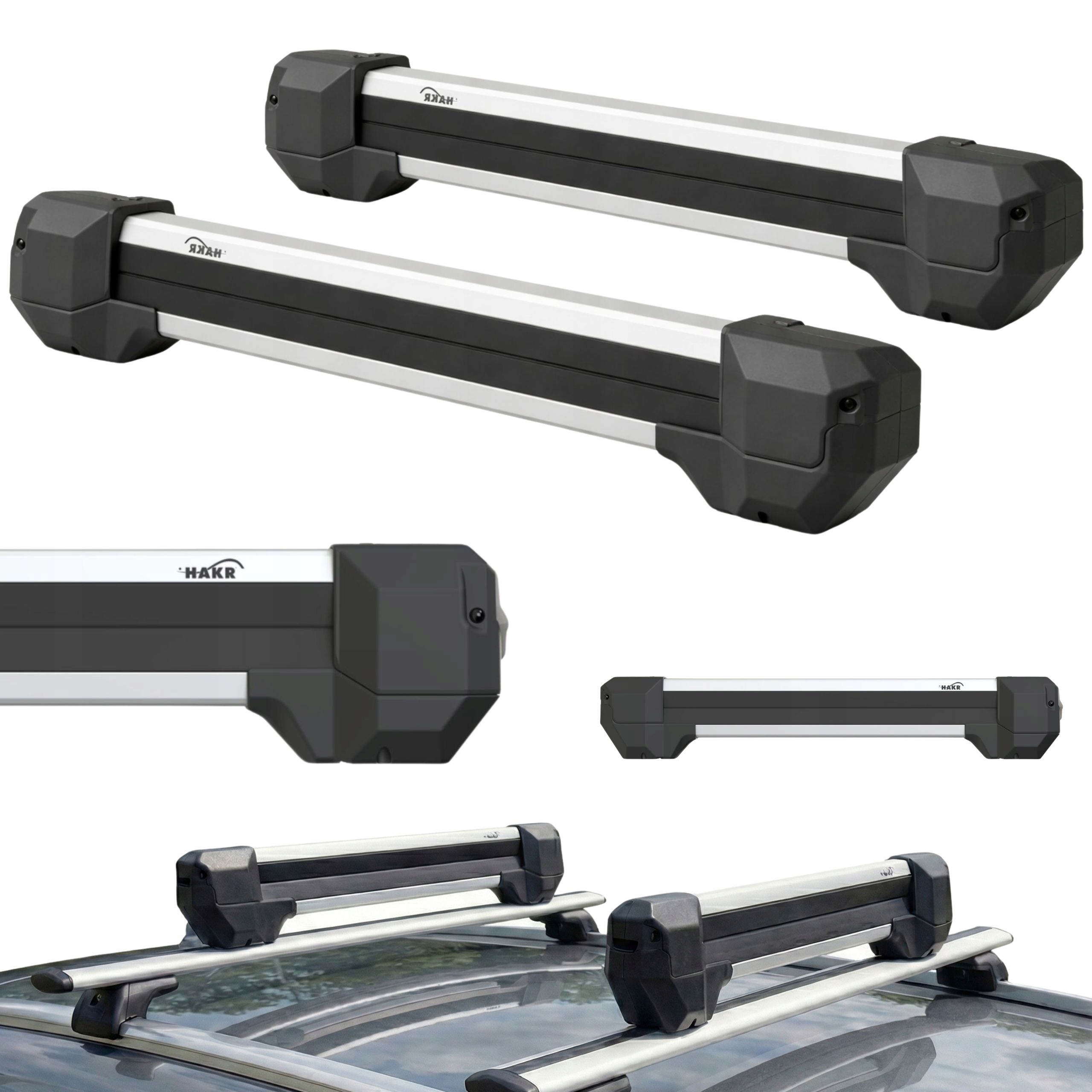 Nosič lyží Hakr 4 páry držák na lyže 2 prkna hliník stříbrný