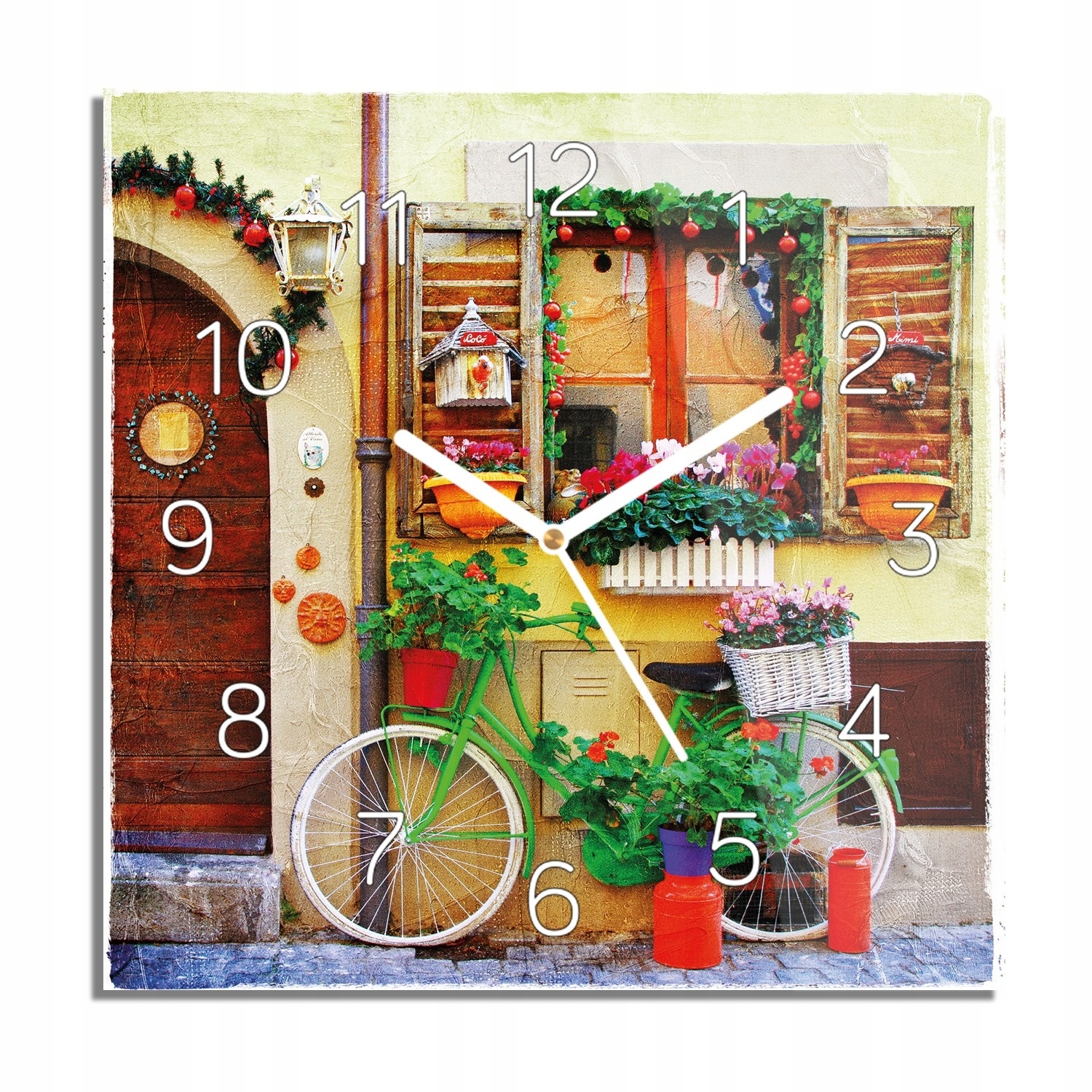 Kolo květiny dům skleněné hodiny na zeď 30x30