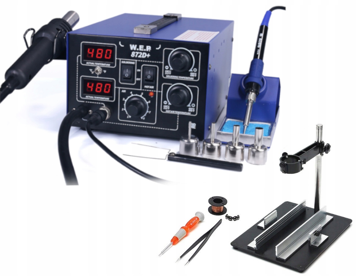 Stacja lutownicza 2w1 Hotair Wep 872D+ kolba 75W Platforma Pcb 628-IV