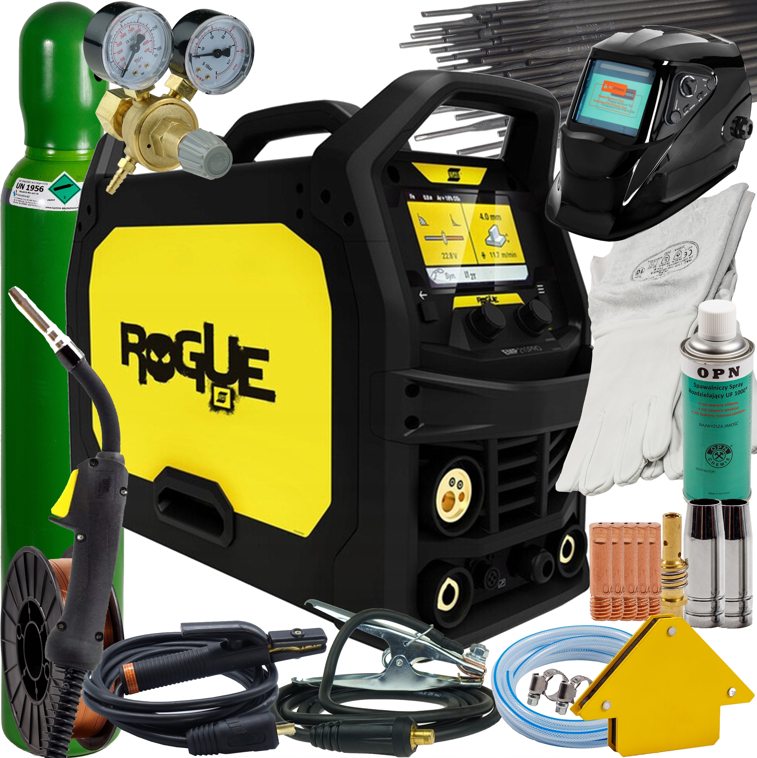 Esab Rogue Emp 210 Pro Spawarka Mig Mag Mma Tig Lift 230V Pfc IP23S ZESTAW1
