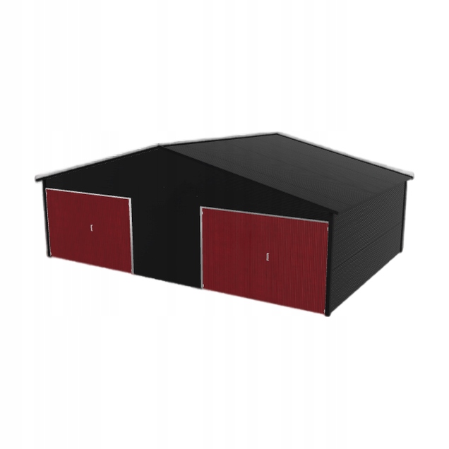 Plechová garáž 8x5.5 m dvoupolohová, dvoupolohová, černá