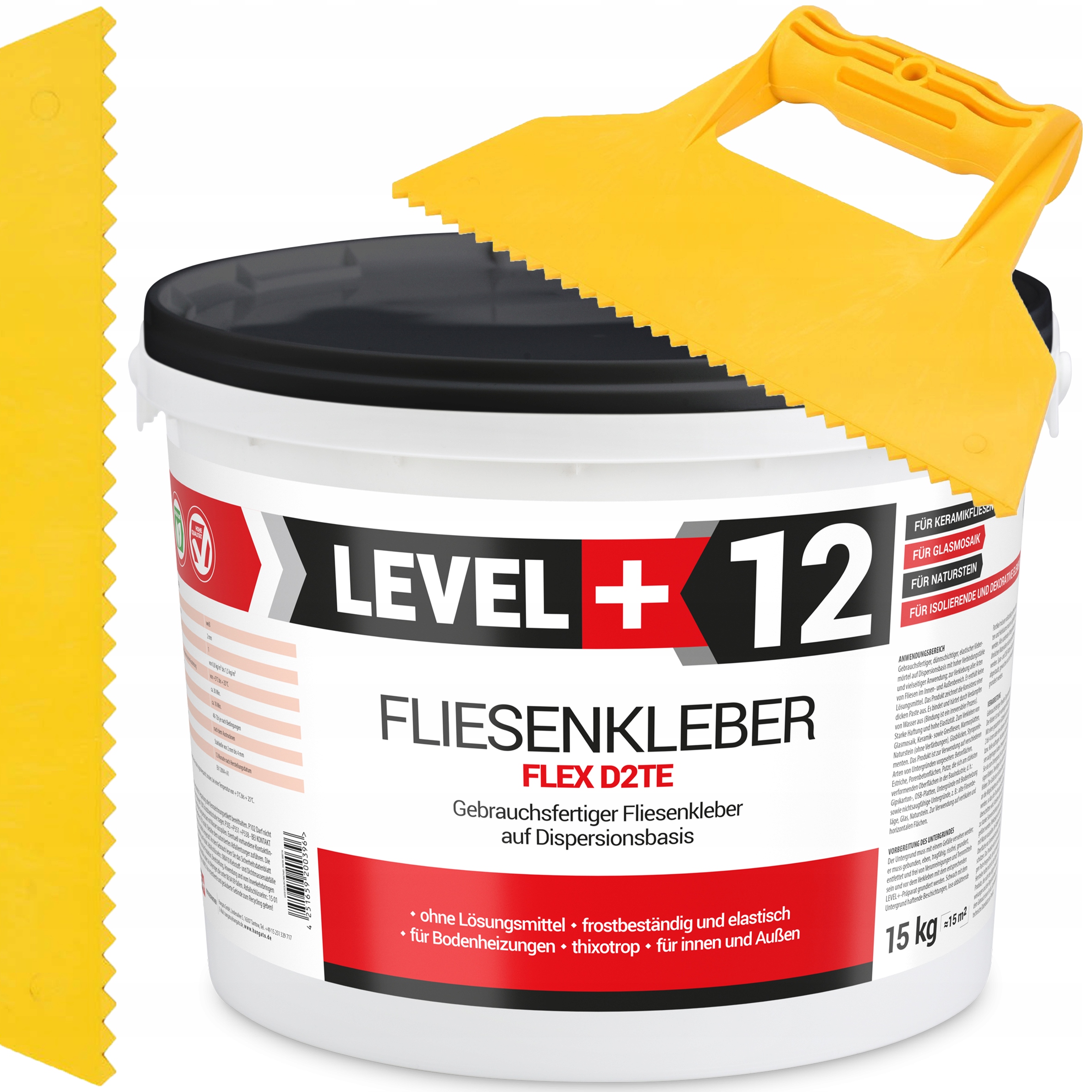 Lepidlo na dlaždice Připraveno 15 kg Špachtle 5 mm plastová