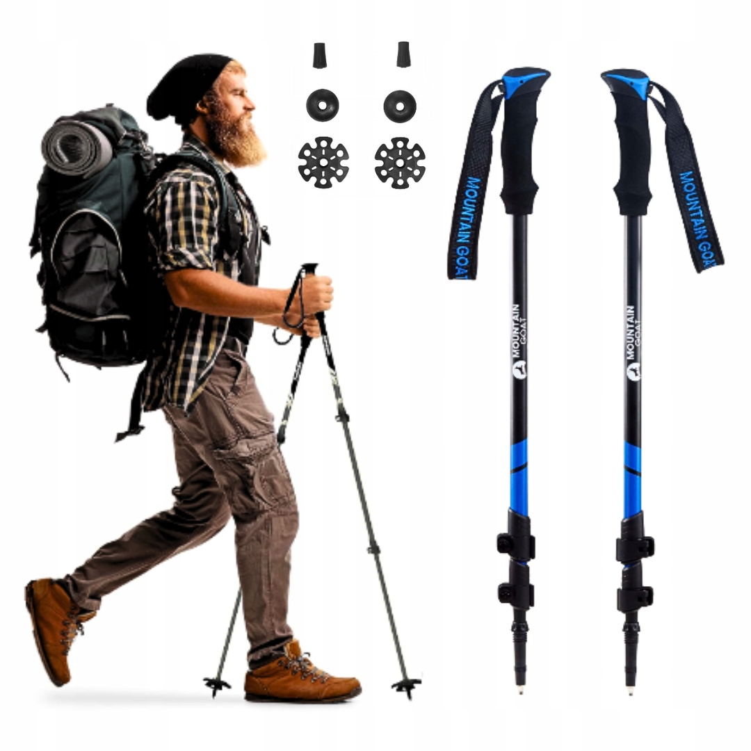 KIJKI REGULOWANE DO NORDIC WALKING - KIJE TREKKINGOWE SPORT LEKKIE PORĘCZNE