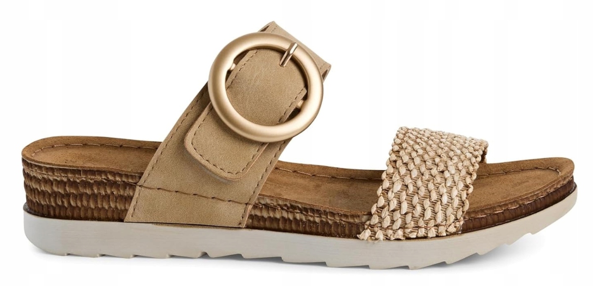 Marco Tozzi béžové dámské nazouváky na platformě s podpatkem, velikost 38